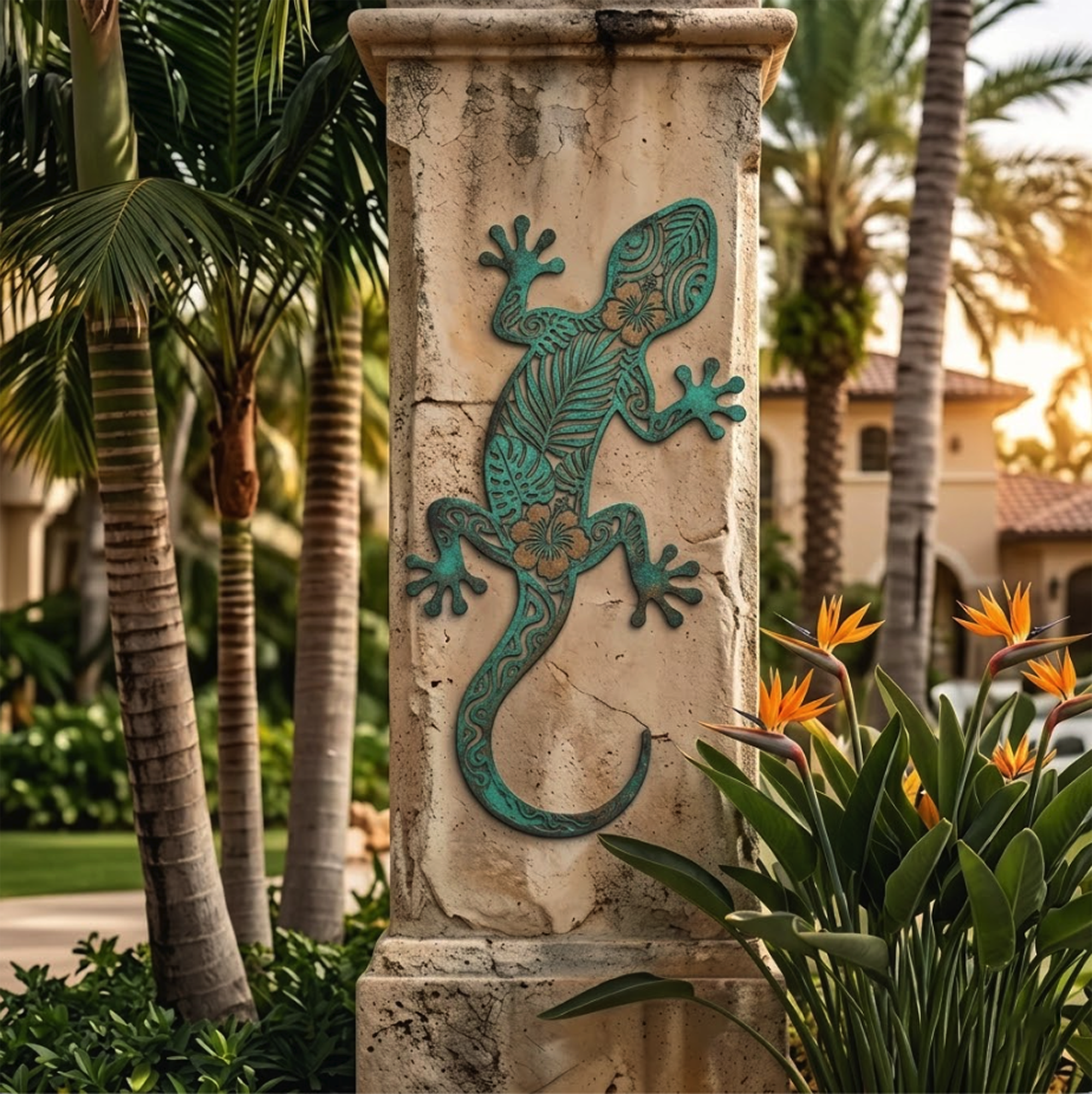 Tropical Gecko Metal Wall Art