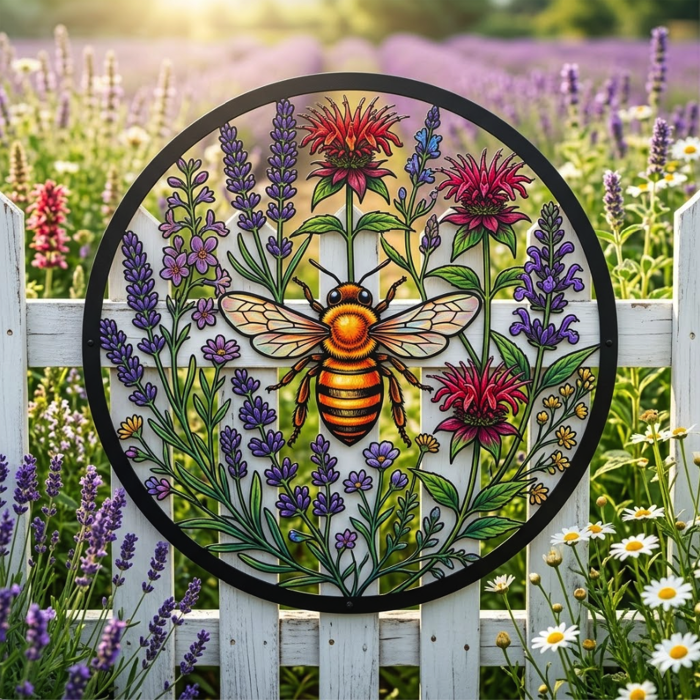 Bee Wildflower Metal Wall Art