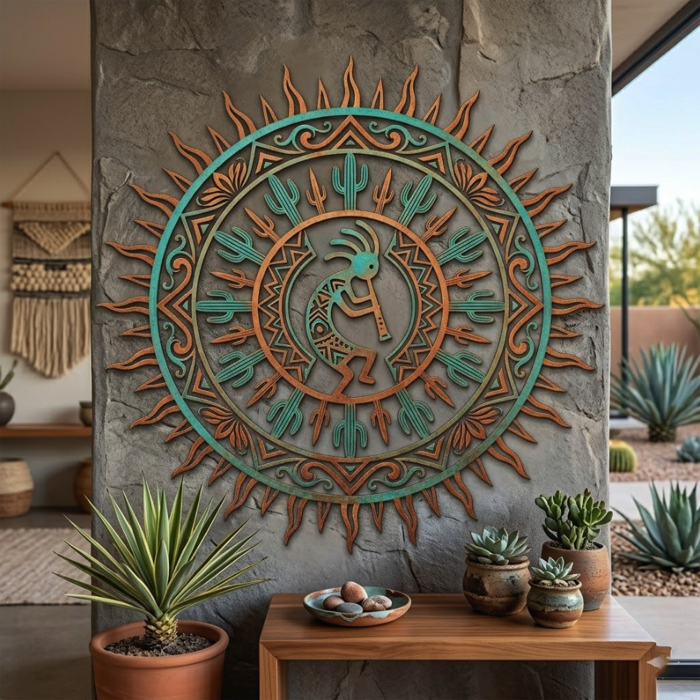 Kokopelli Sun Metal Wall Art