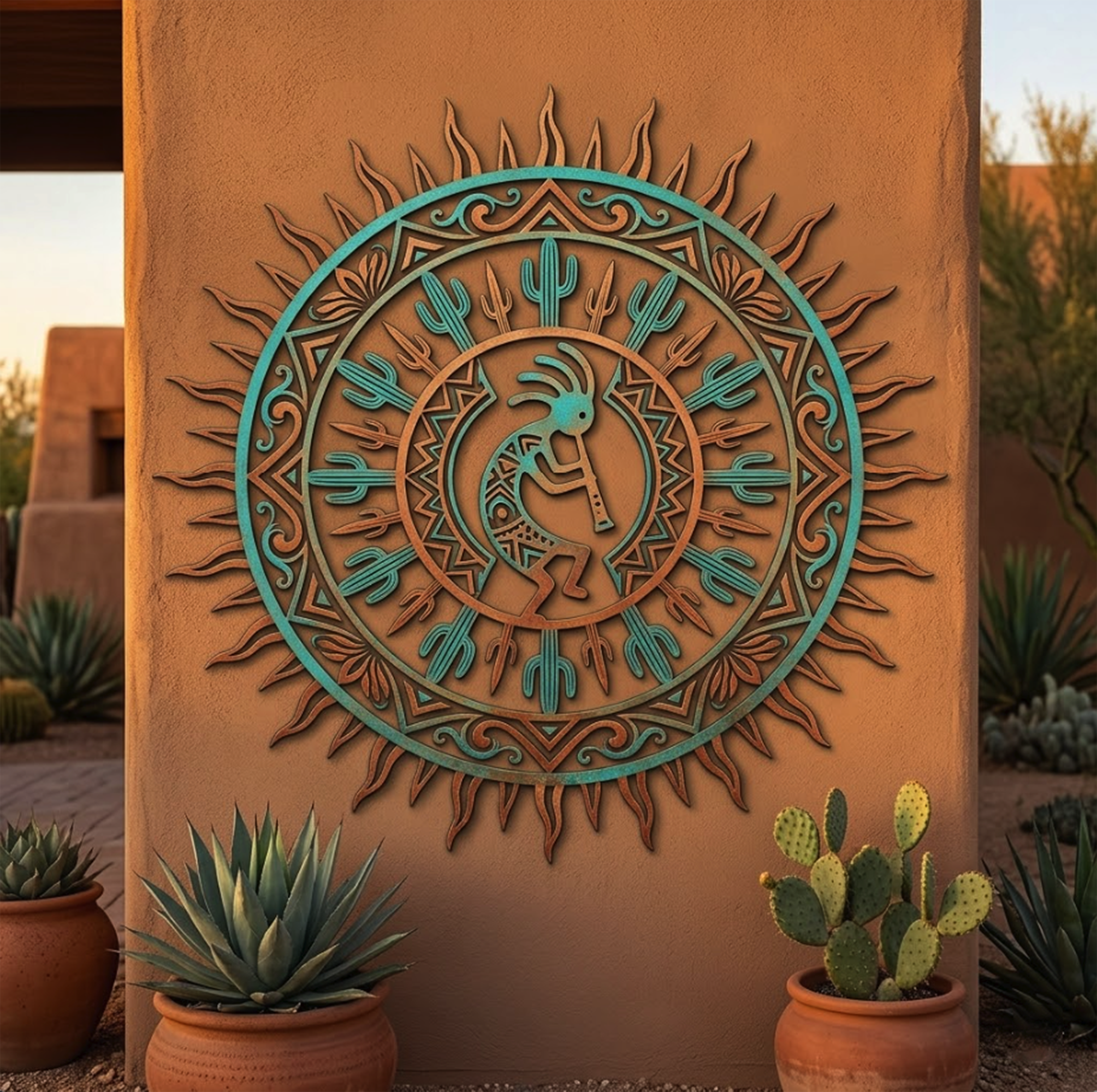 Kokopelli Sun Metal Wall Art - product view 2