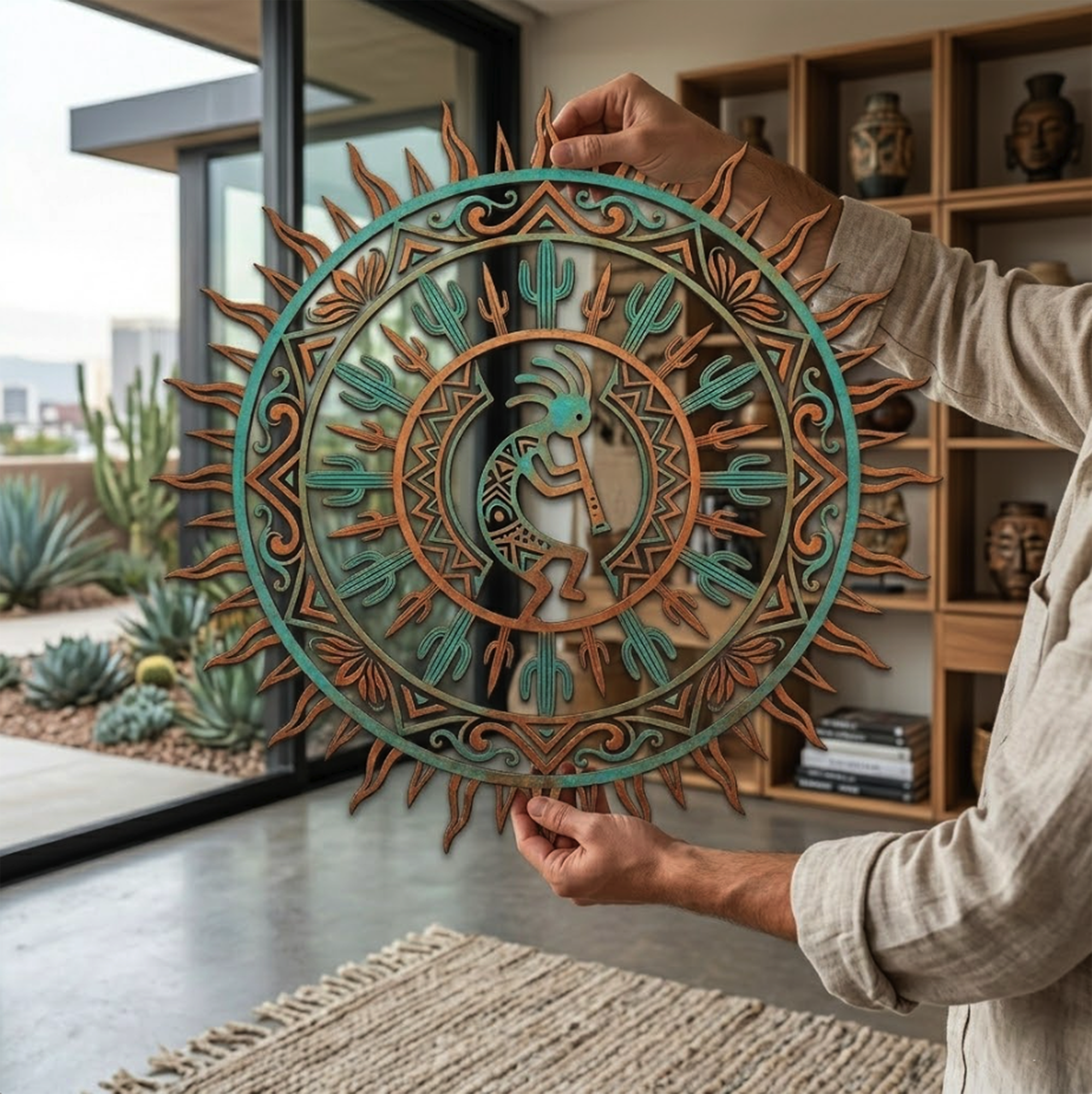 Kokopelli Sun Metal Wall Art - product view 3