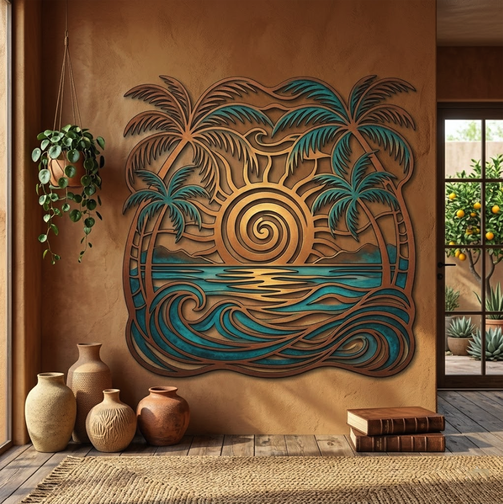 Coastal Beach Sunset Metal Wall Art - product view 2
