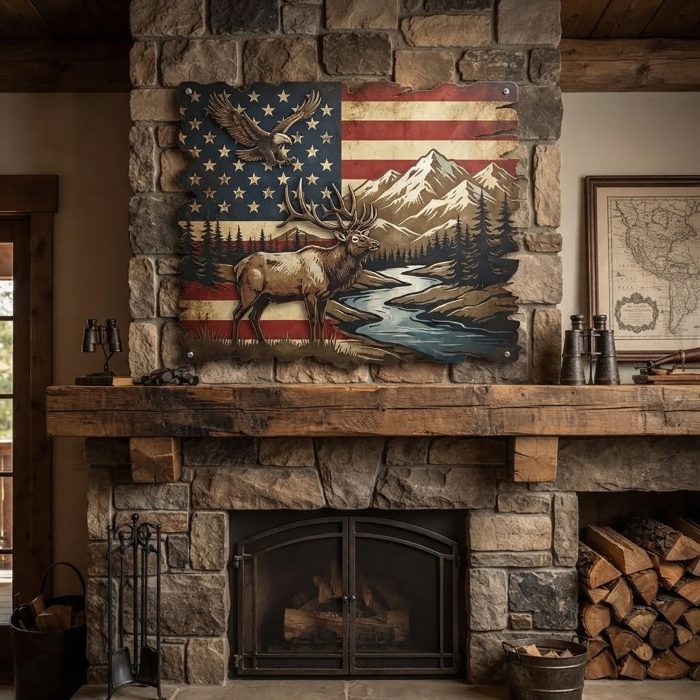 Patriotic Elk Metal Wall Art