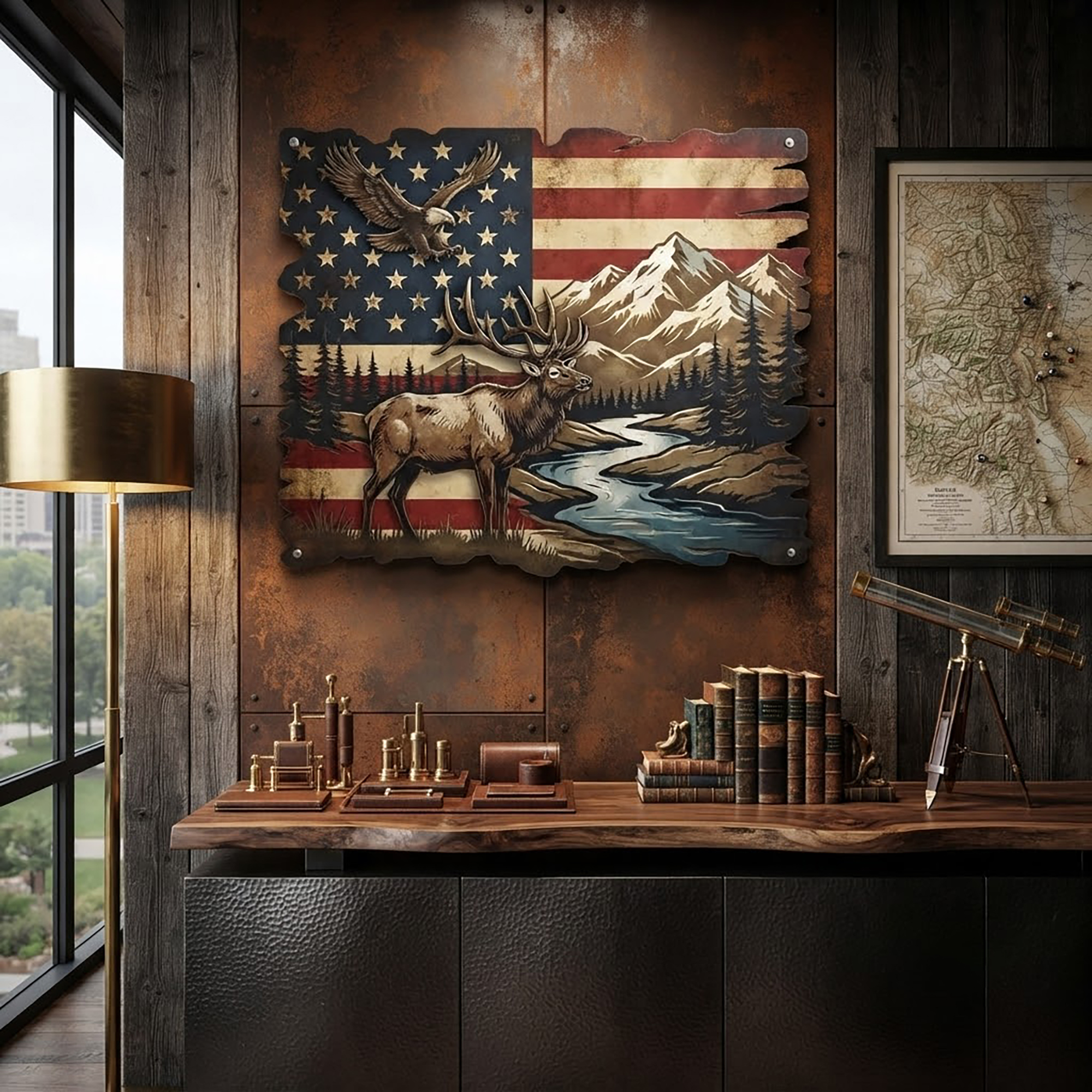 Patriotic Elk Metal Wall Art - product view 2