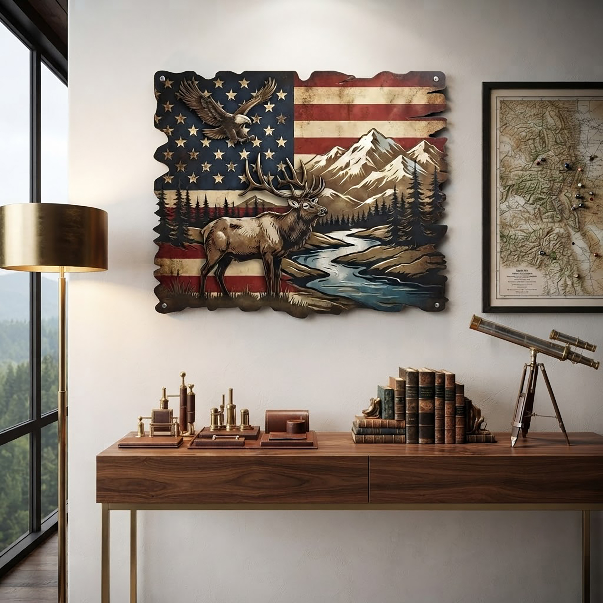 Patriotic Elk Metal Wall Art - product view 3