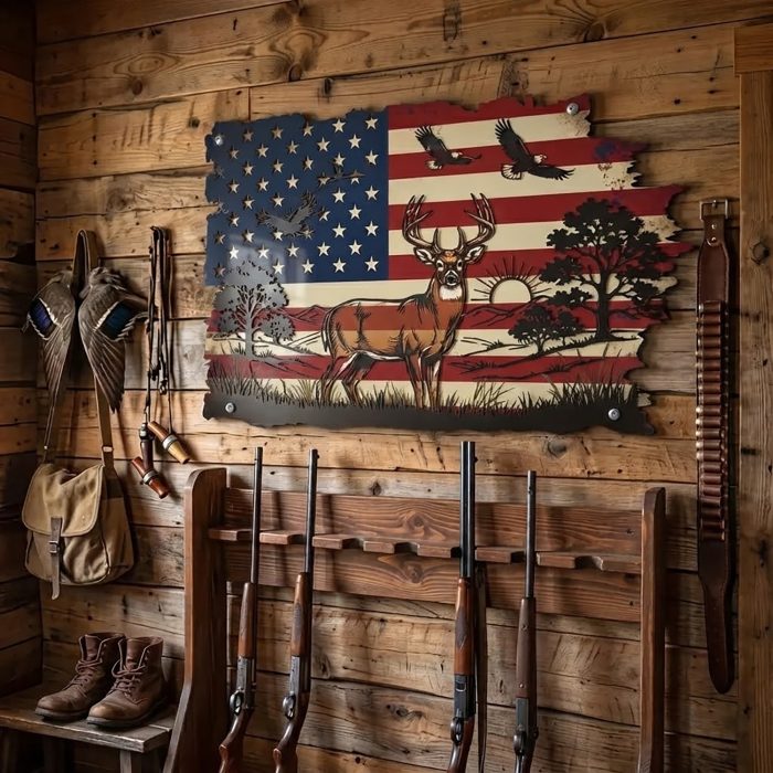 Patriotic Deer Metal Wall Art