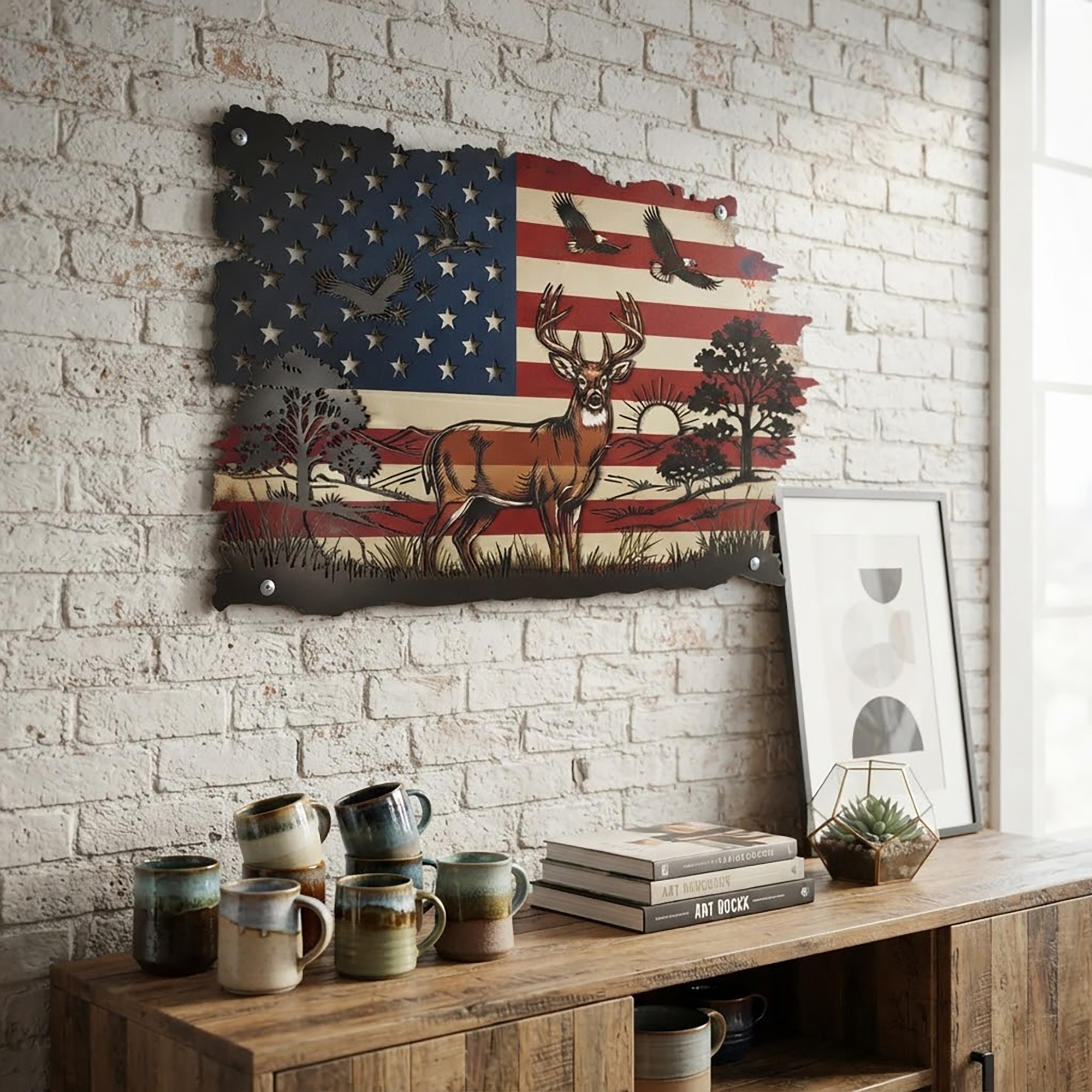 Patriotic Deer Metal Wall Art - product view 2