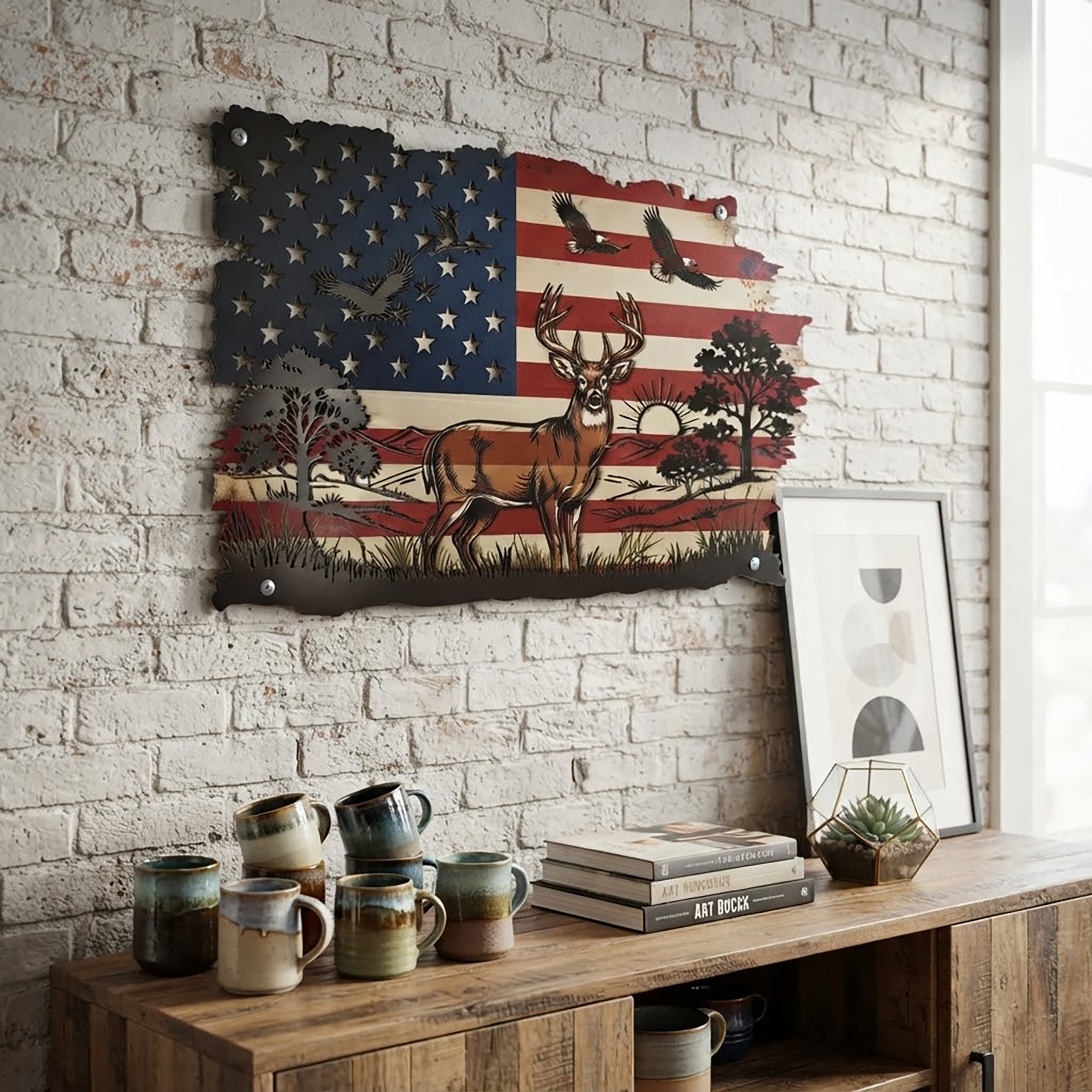 Patriotic Deer Metal Wall Art - product view 3