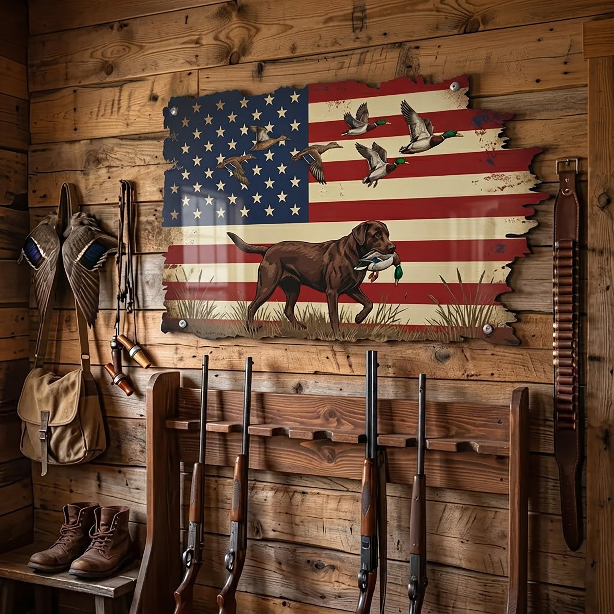 Duck Hunting Labrador Metal Wall Art