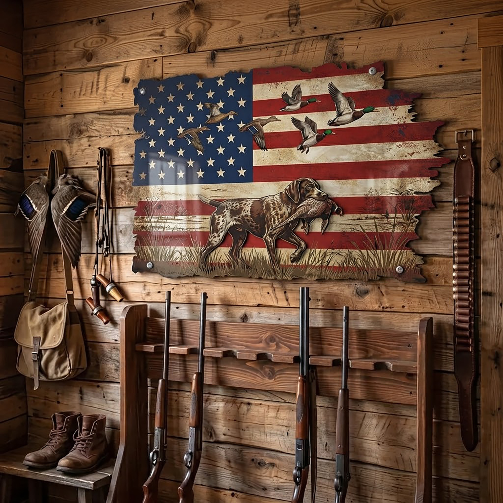 German Shorthaired Pointer Duck Hunting Metal Wall Art