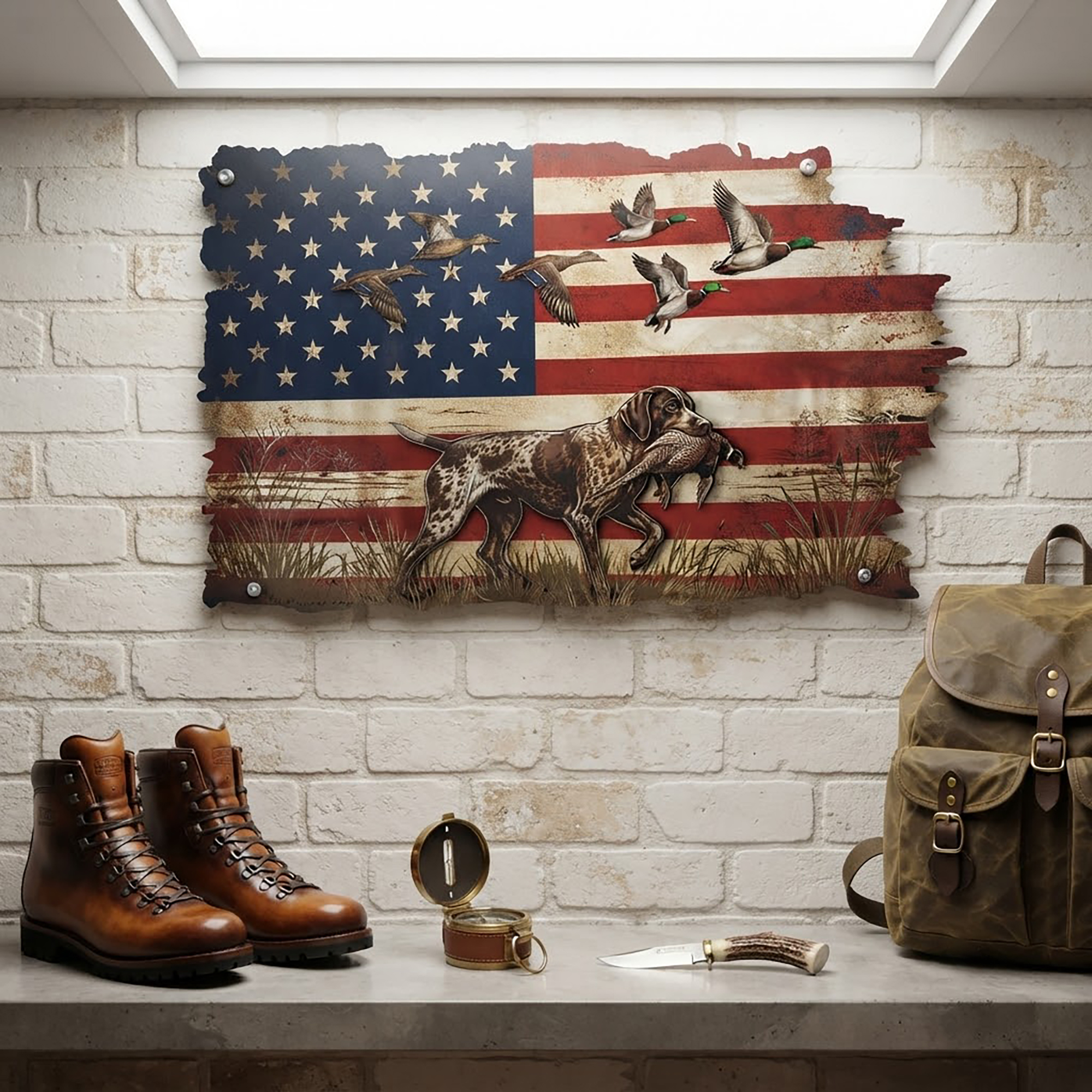 German Shorthaired Pointer Duck Hunting Metal Wall Art - product view 2
