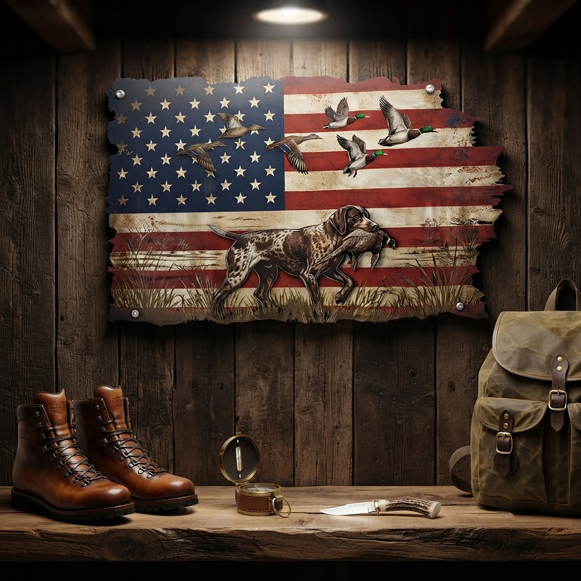 German Shorthaired Pointer Duck Hunting Metal Wall Art - product view 3