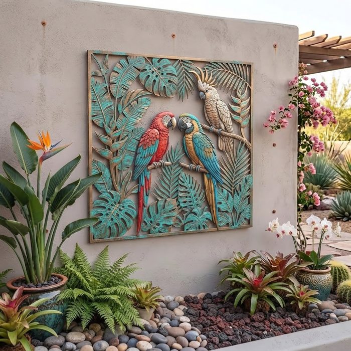 Tropical Parrot Metal Wall Art
