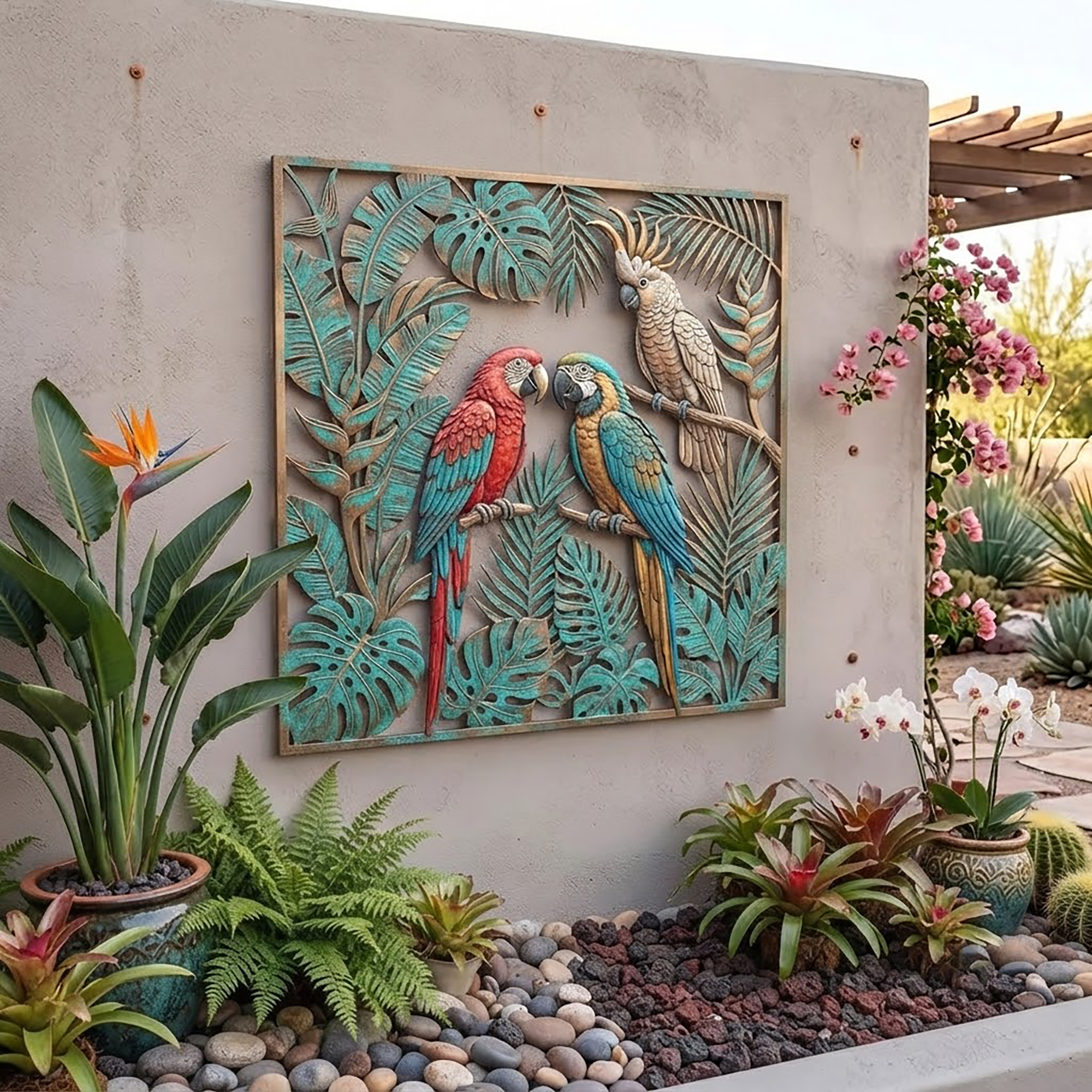 Tropical Parrot Metal Wall Art