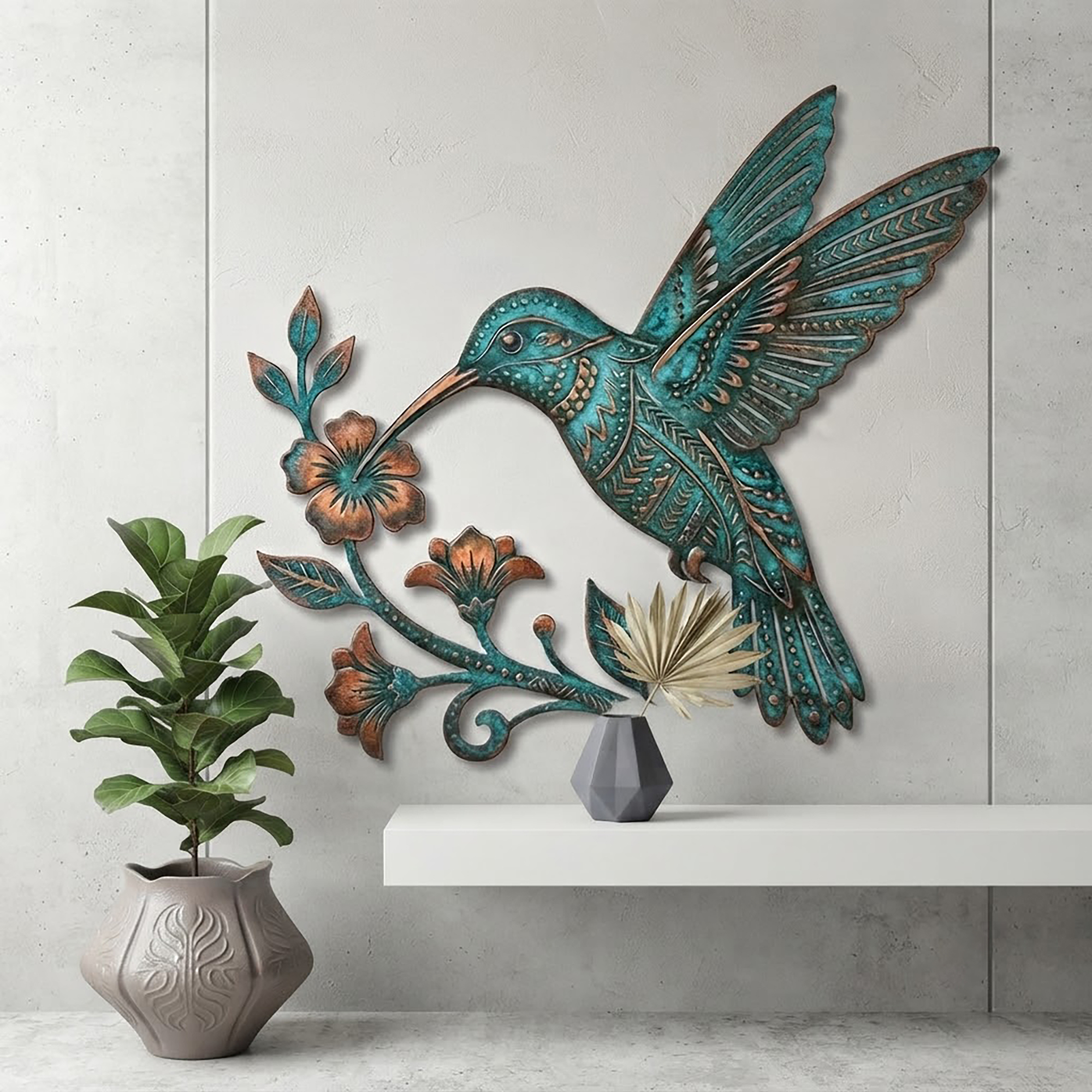 Hummingbird Metal Wall Art - product view 3