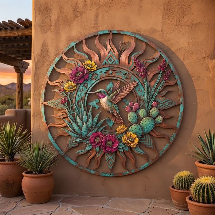 Southwest Hummingbird Metal Wall Art