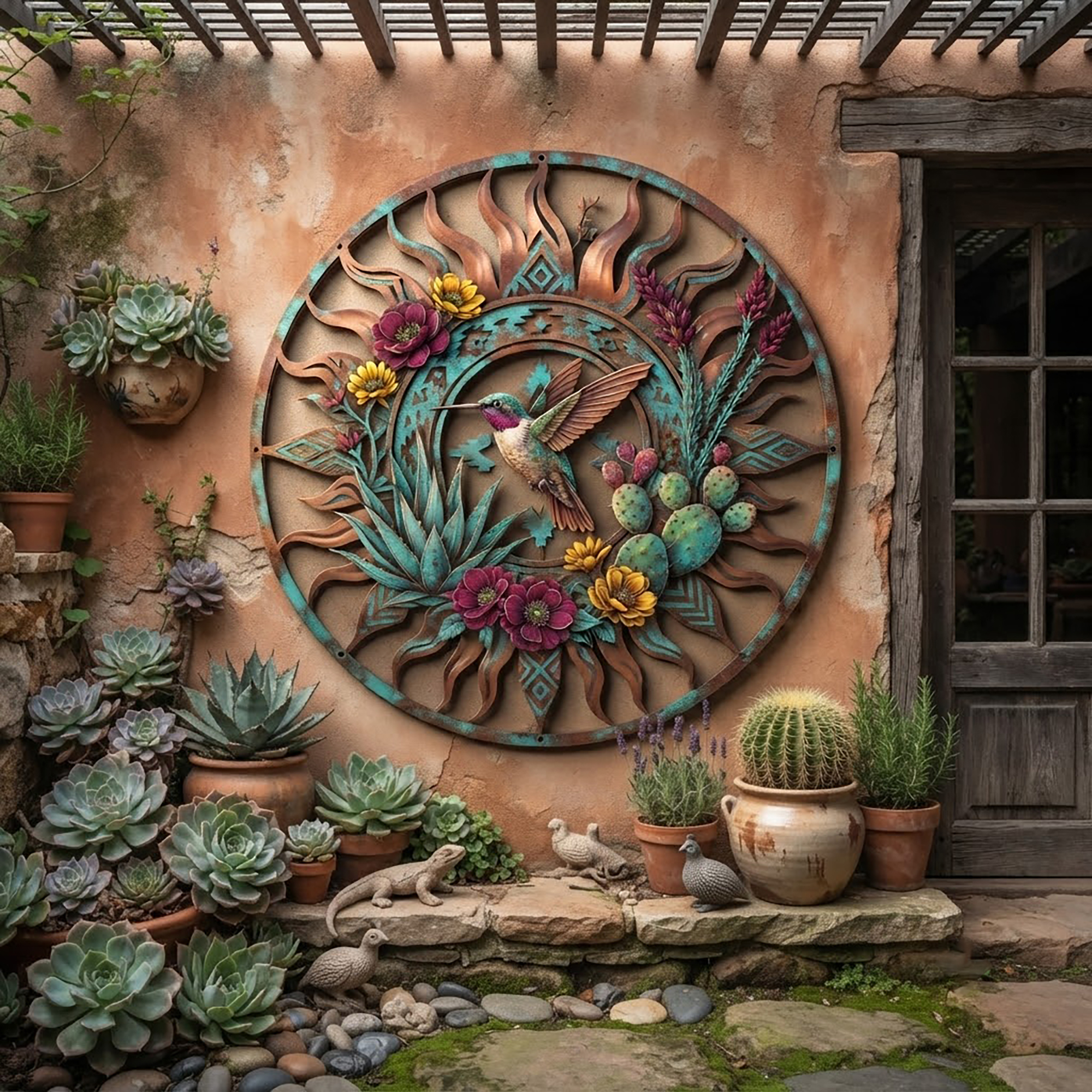 Southwest Hummingbird Metal Wall Art - product view 2