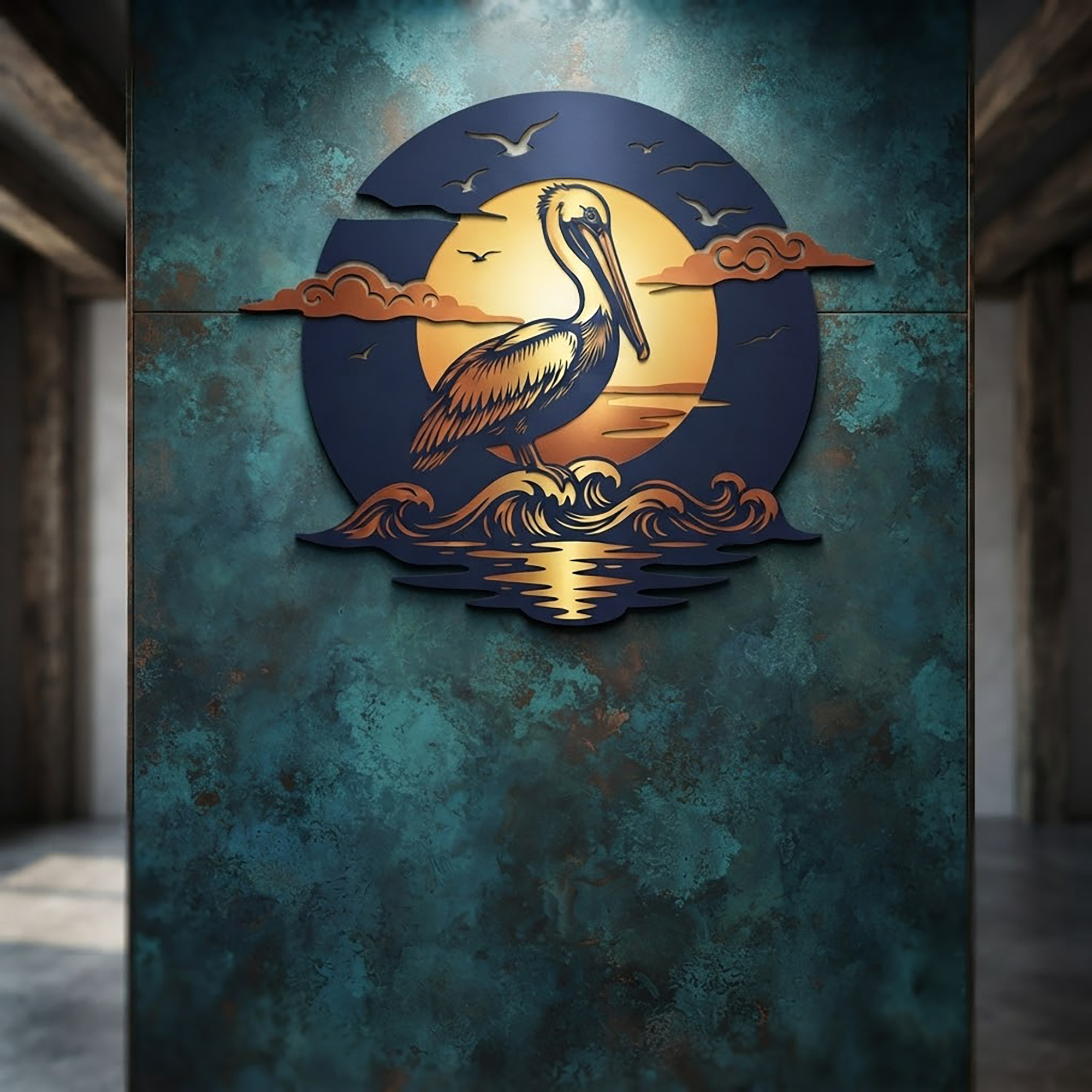 Pelican Coastal Metal Wall Art - product view 2