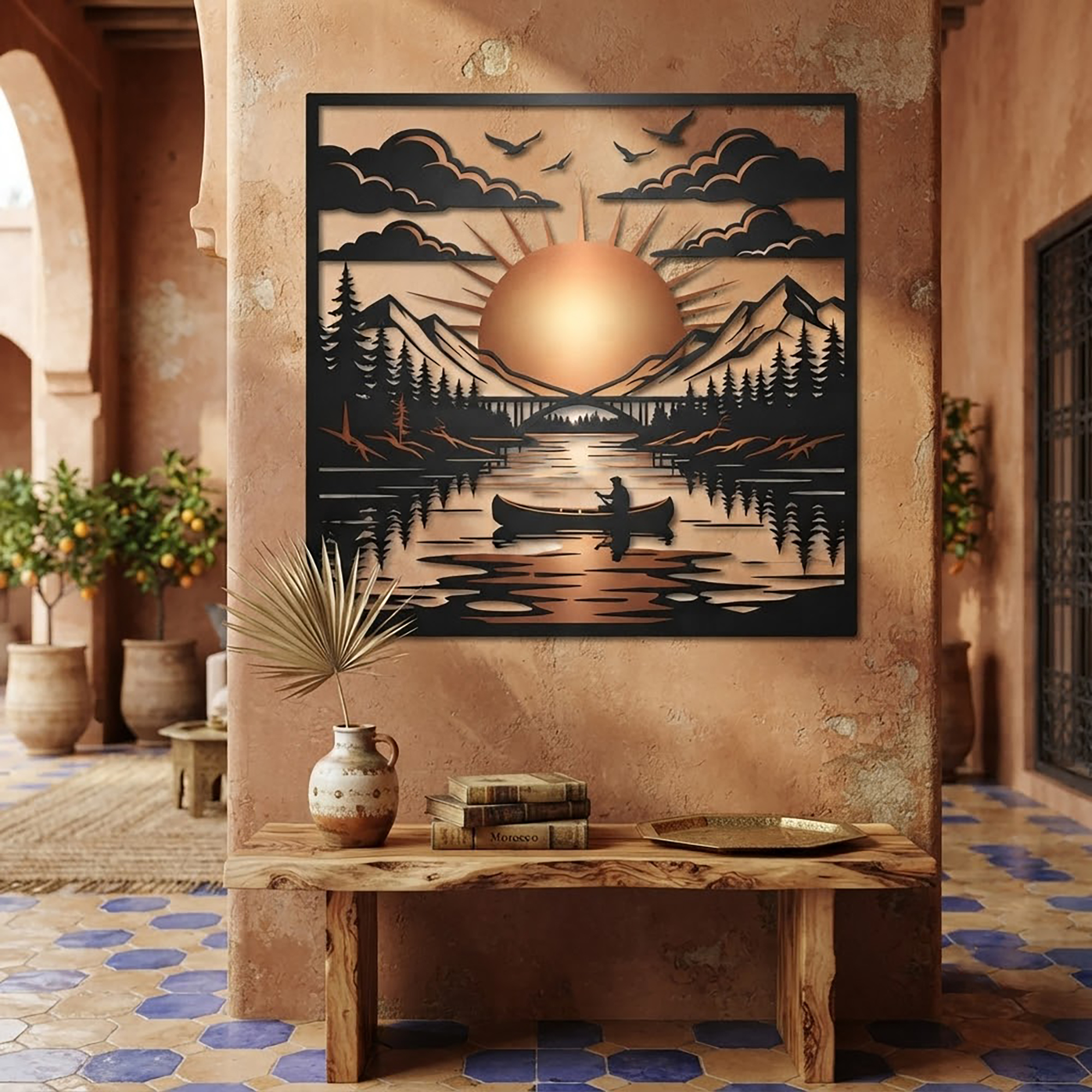 Mountain Lake Metal Wall Art - product view 2
