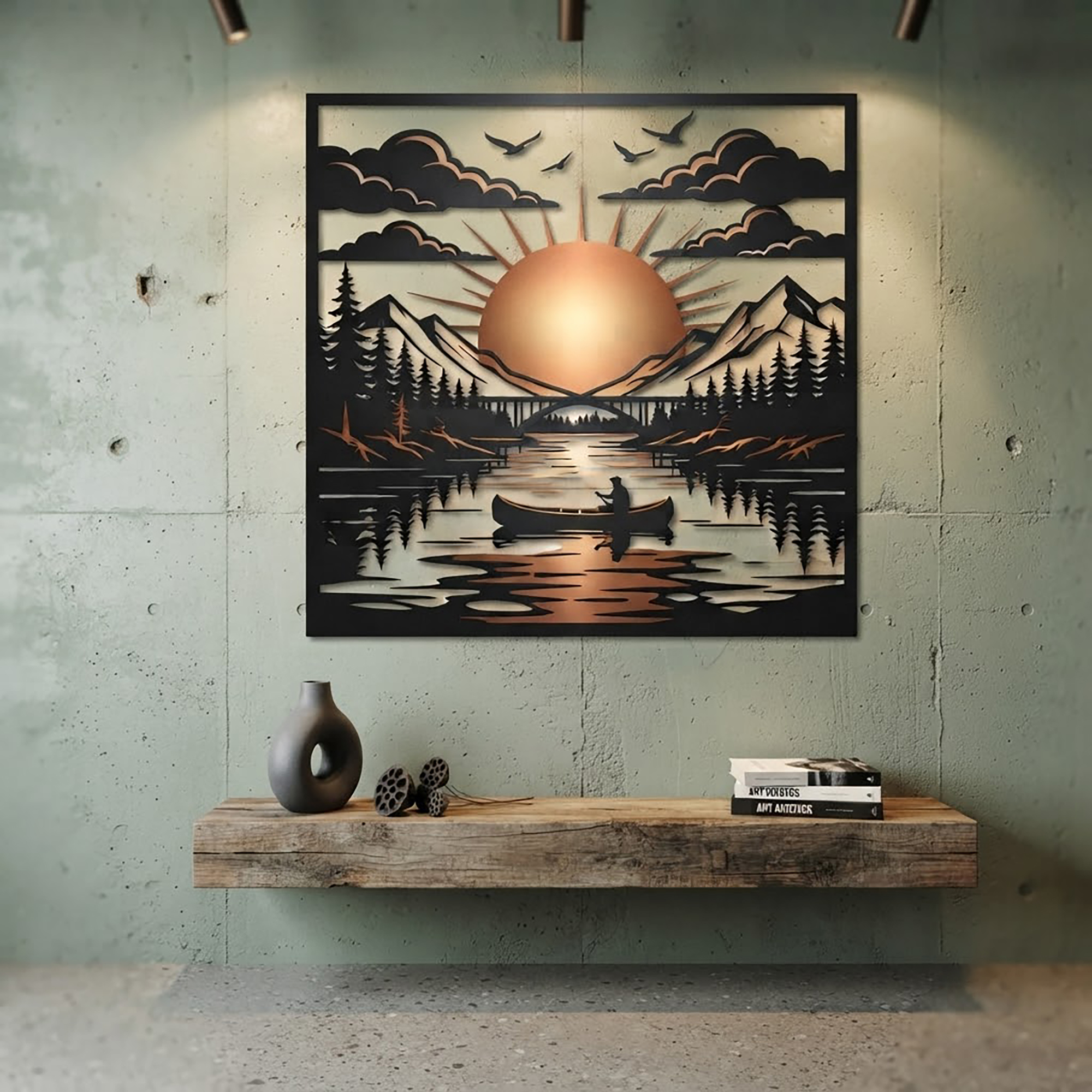 Mountain Lake Metal Wall Art - product view 3