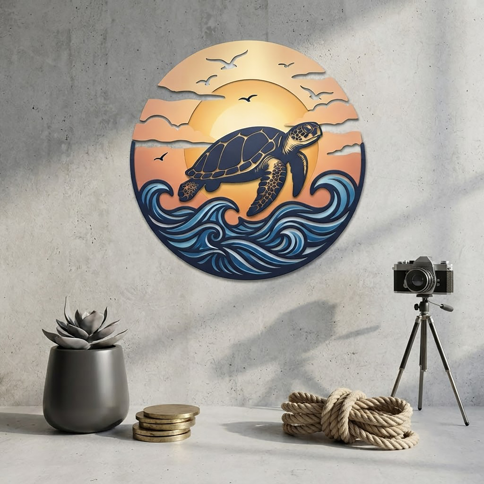 Sea Turtle Metal Wall Art - product view 2