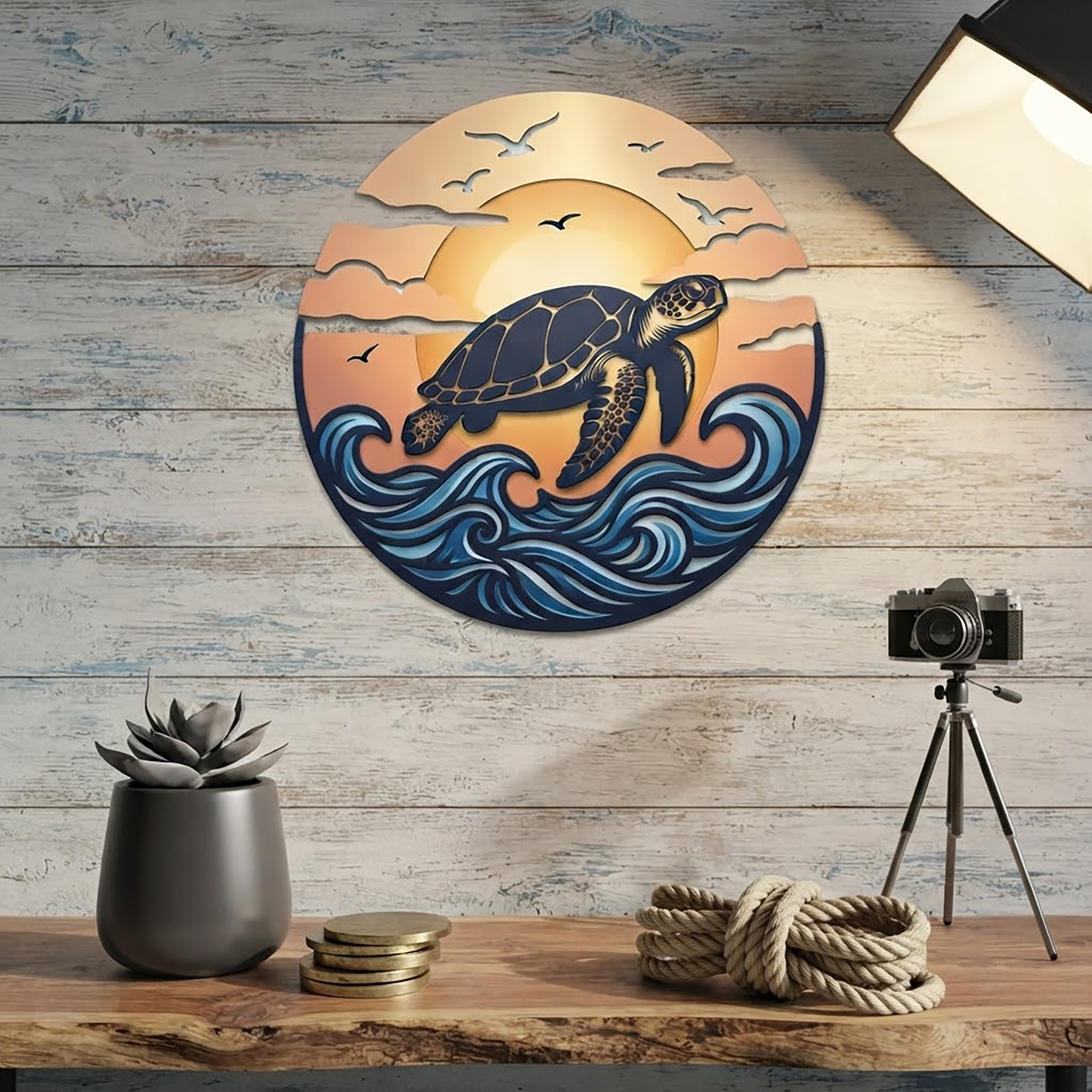 Sea Turtle Metal Wall Art - product view 3