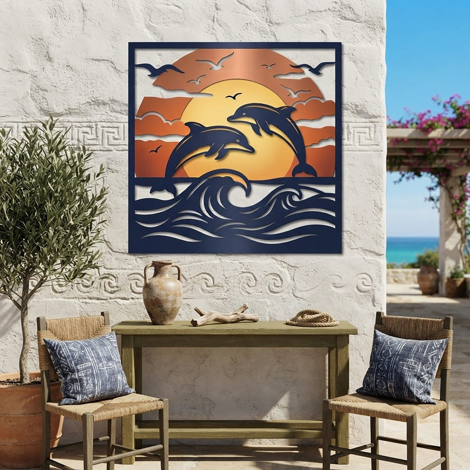 Dolphin Metal Wall Art - product view 2
