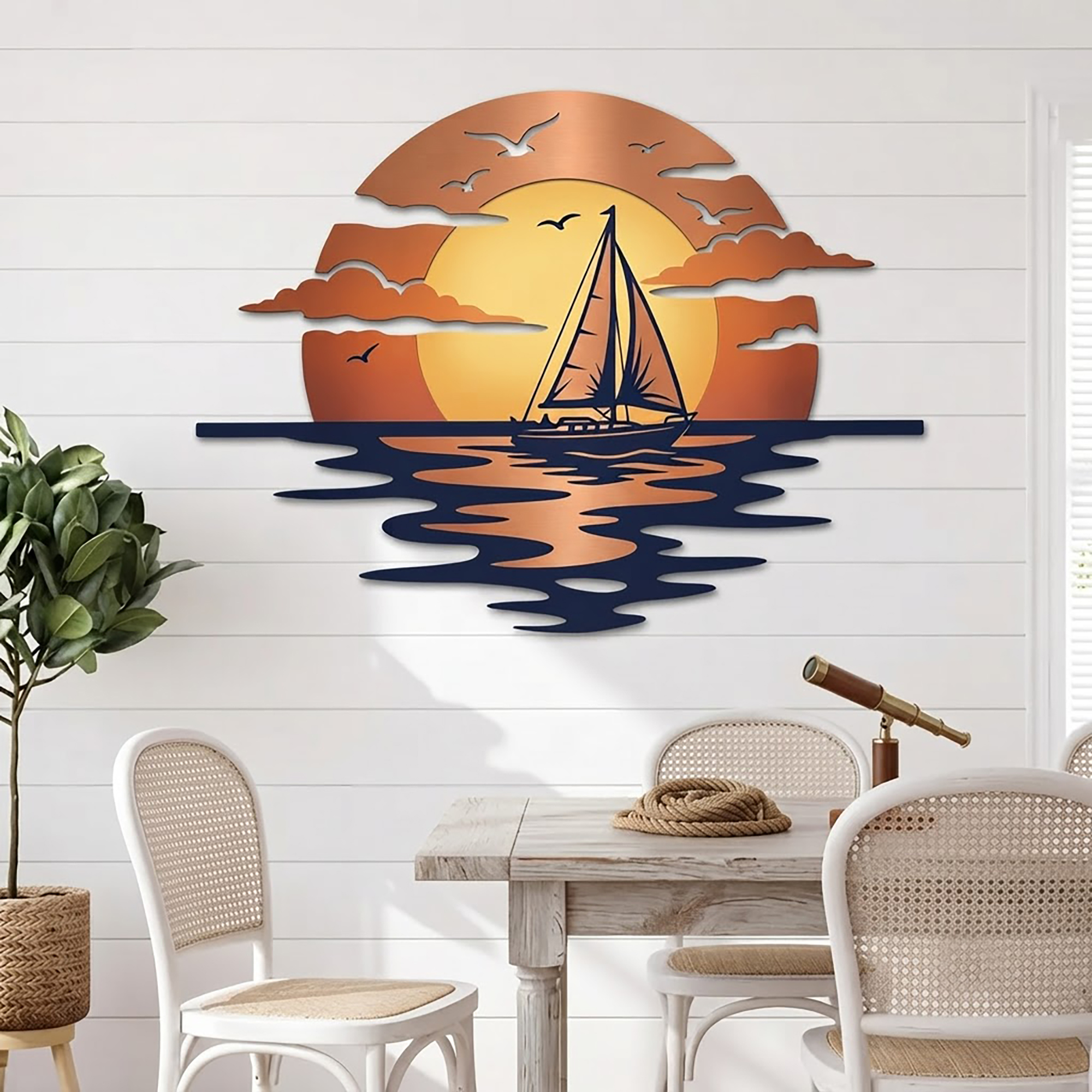 Sailboat Sunset Metal Wall Art