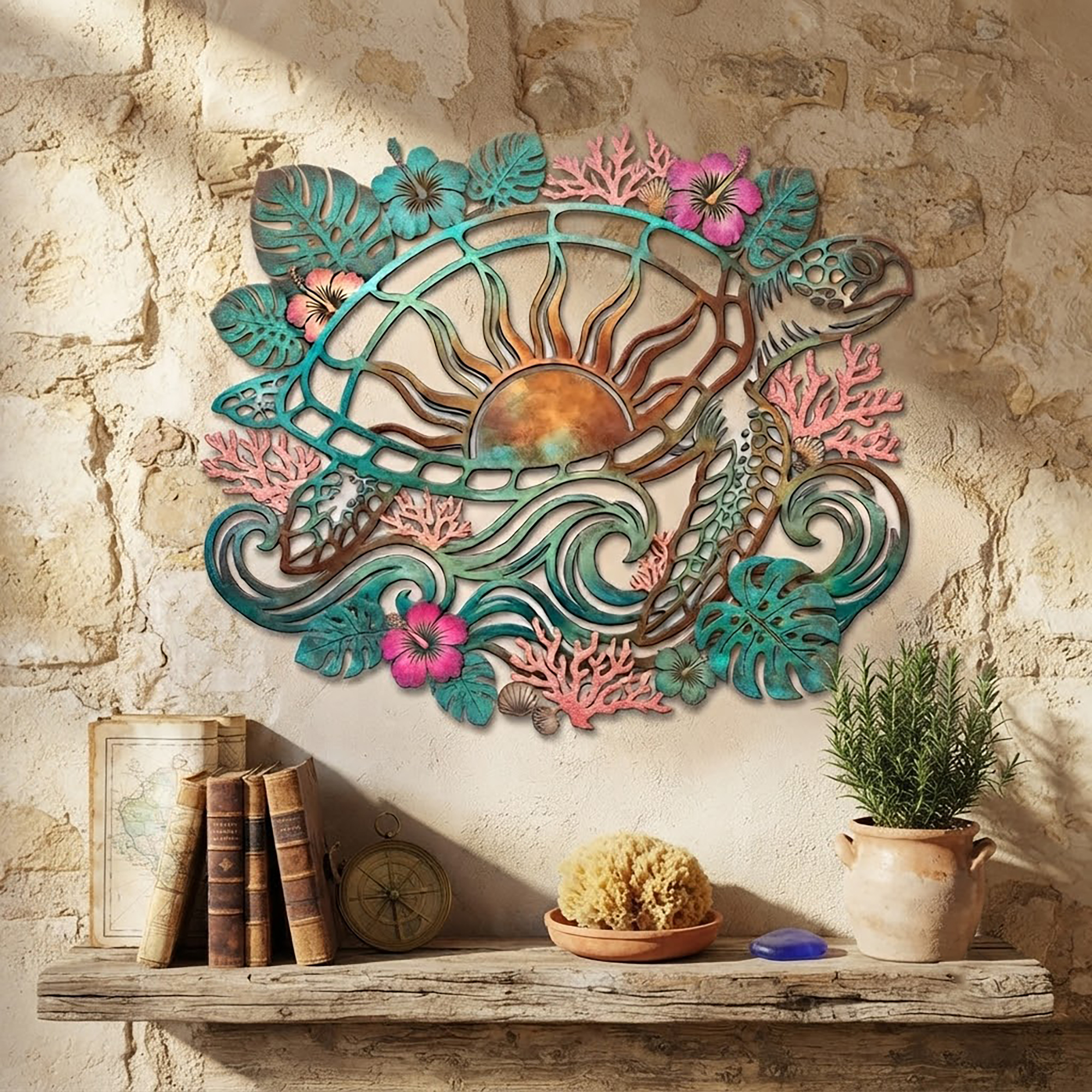 Sea Turtle Metal Wall Art - product view 3