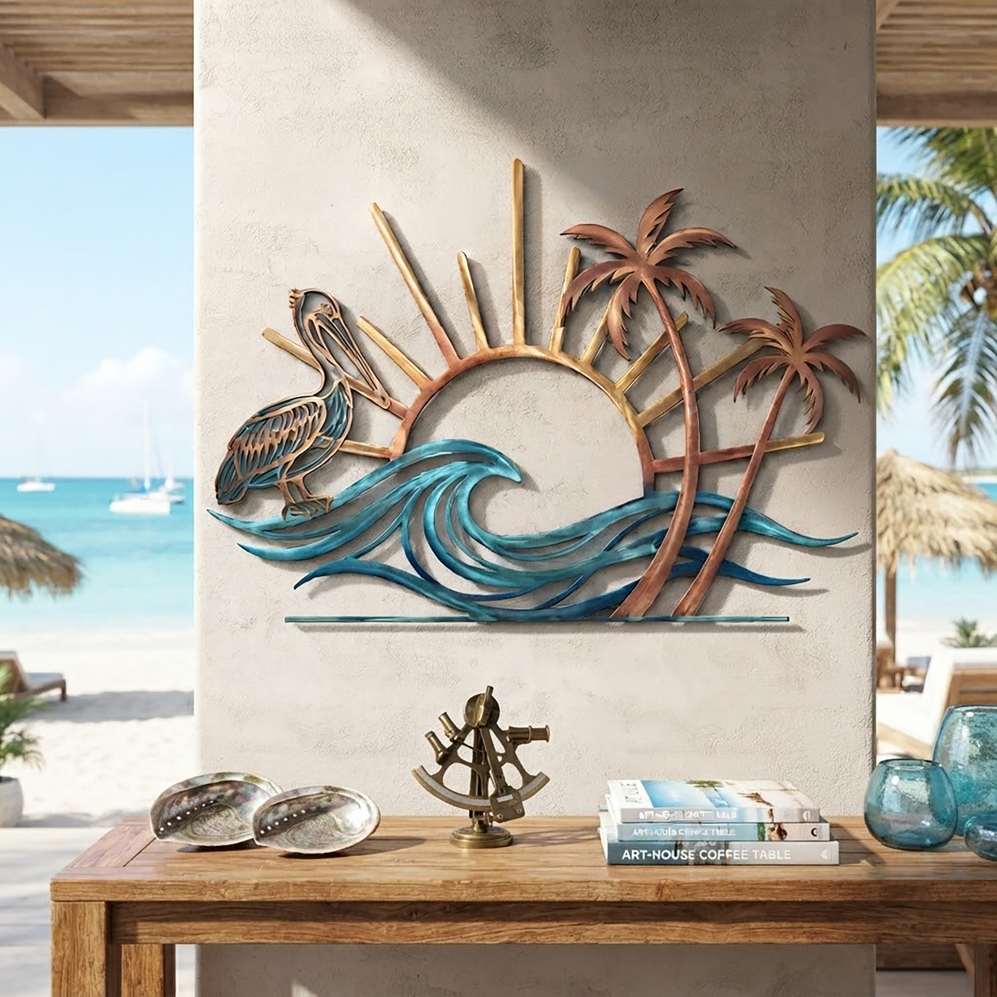 Pelican Coastal Metal Wall Art - product view 2