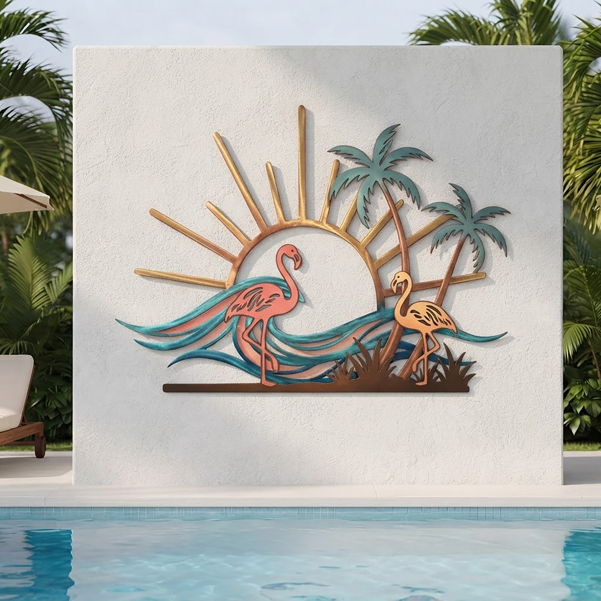 Flamingo Tropical Metal Wall Art
