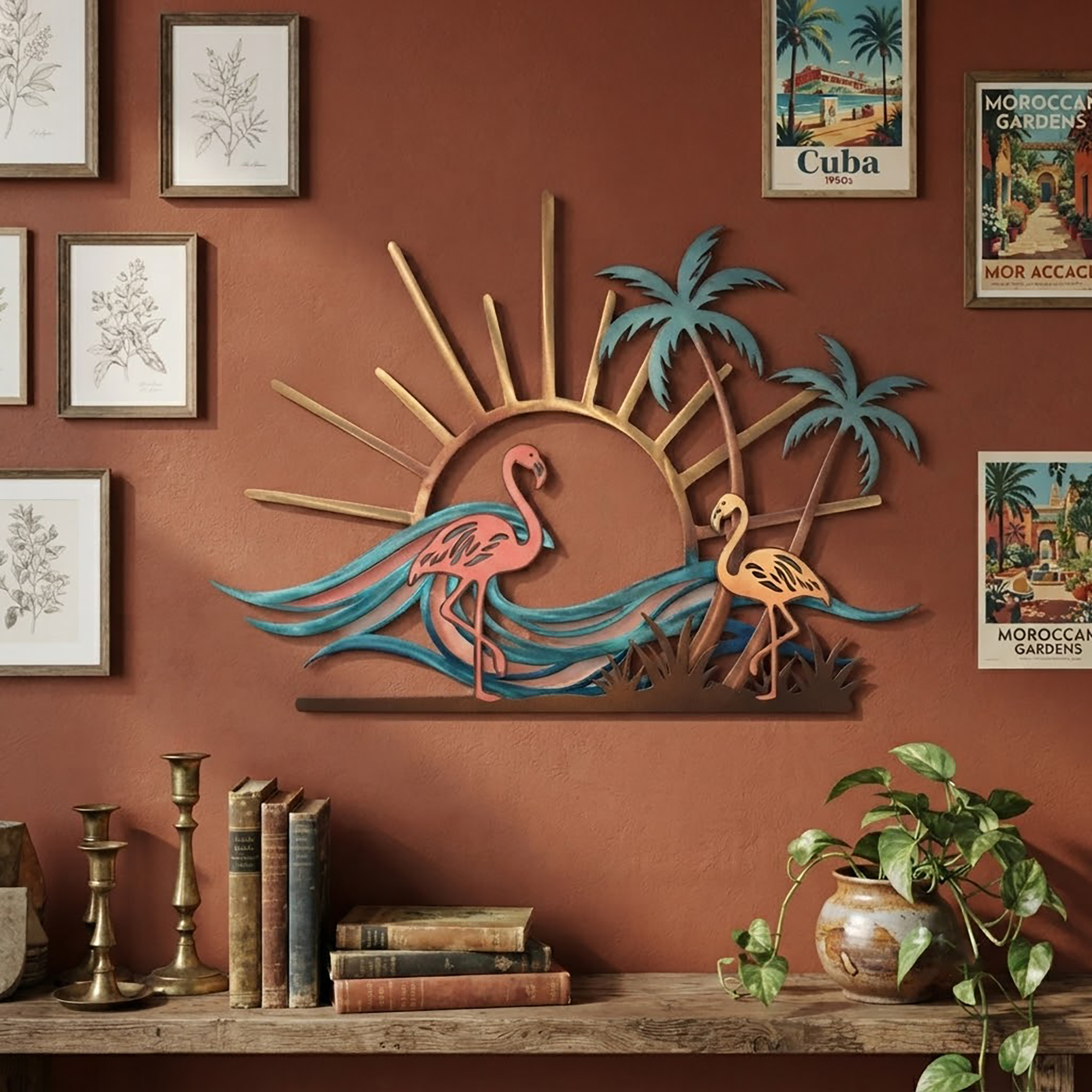 Flamingo Tropical Metal Wall Art - product view 2