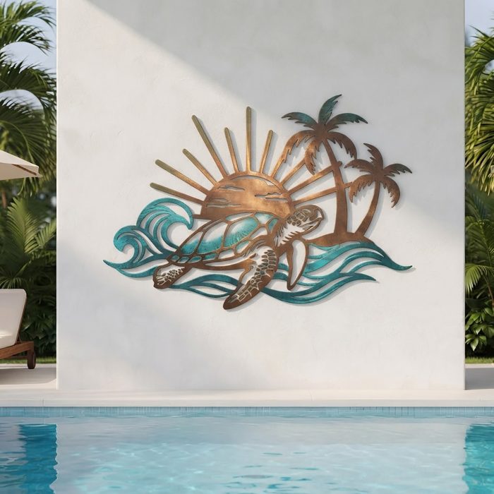 Sea Turtle Tropical Metal Wall Art