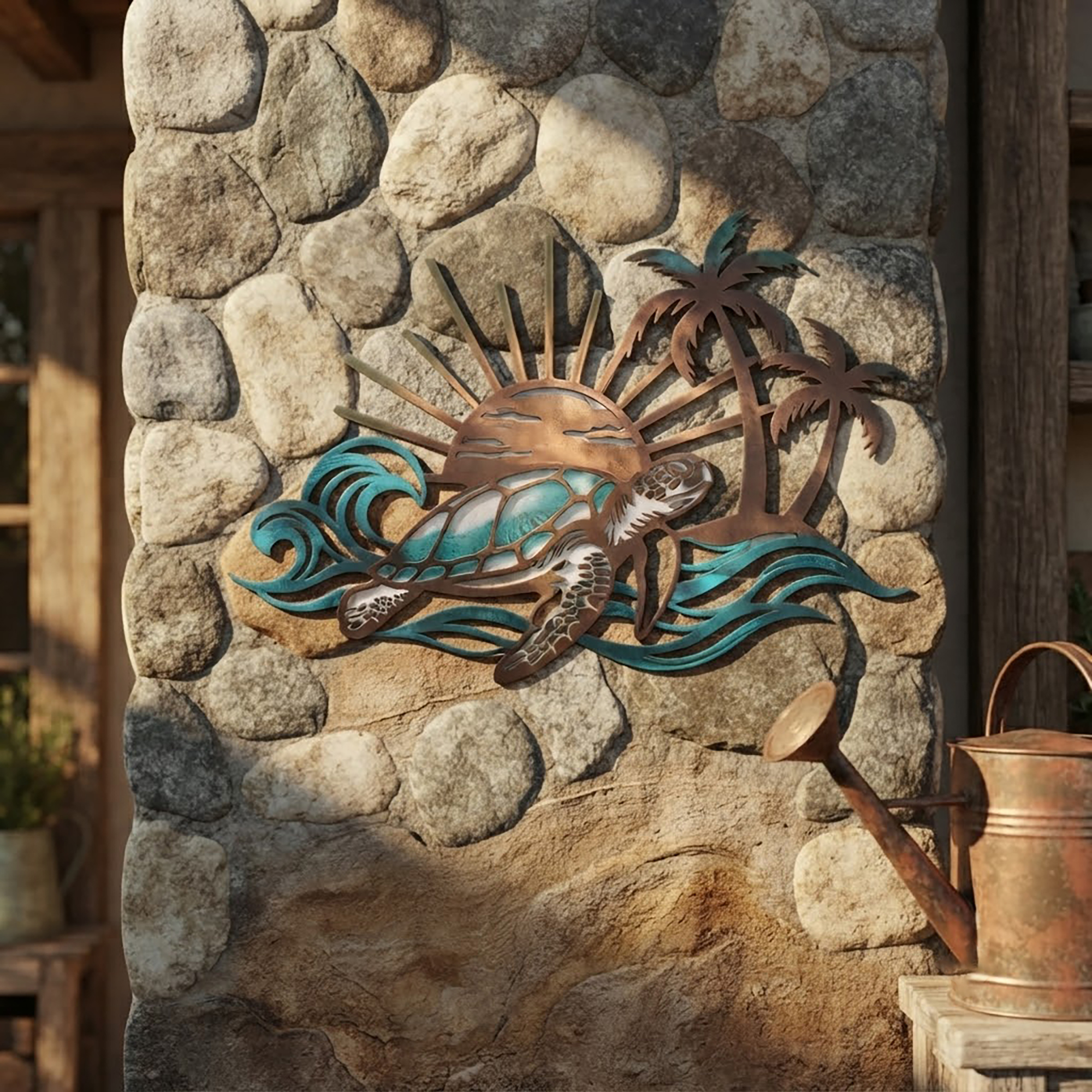 Sea Turtle Tropical Metal Wall Art - product view 3