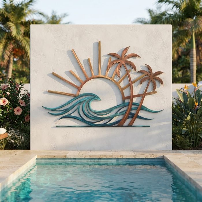 Tropical Beach Sunset Metal Wall Art