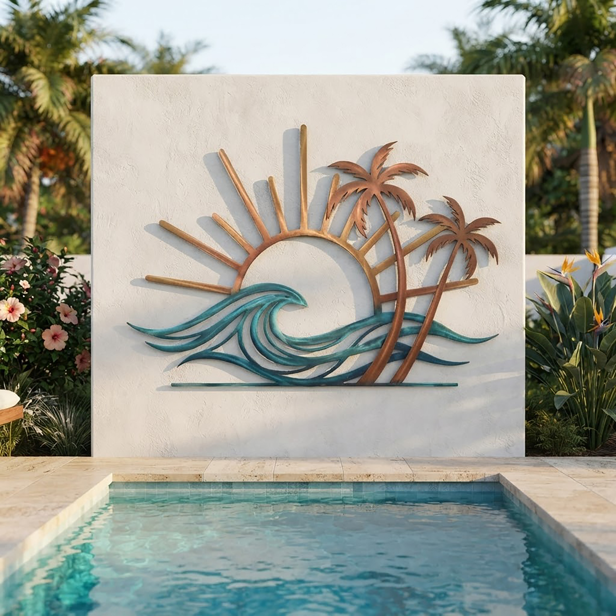 Tropical Beach Sunset Metal Wall Art