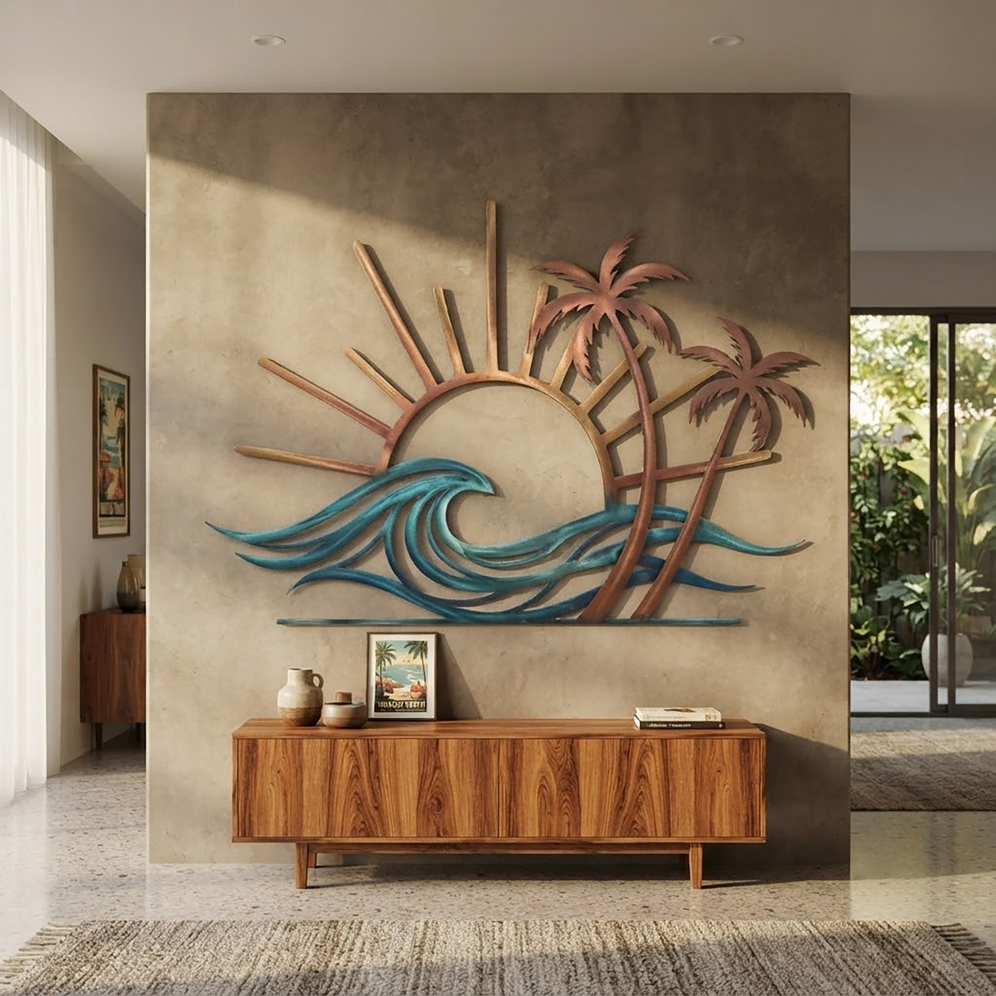 Tropical Beach Sunset Metal Wall Art - product view 2