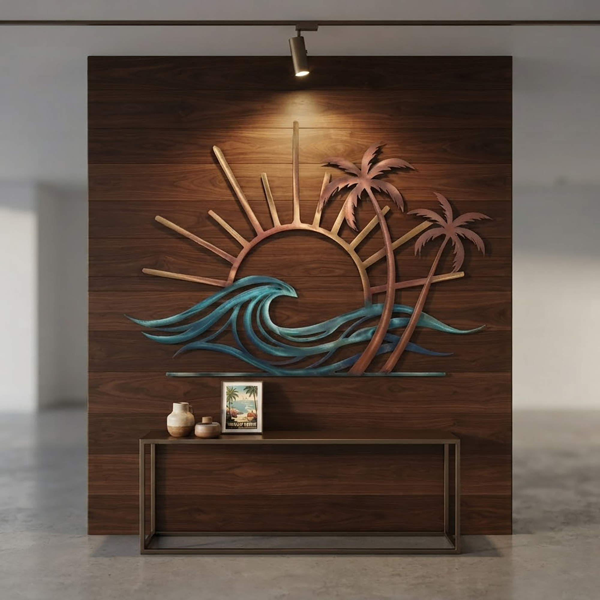 Tropical Beach Sunset Metal Wall Art - product view 3