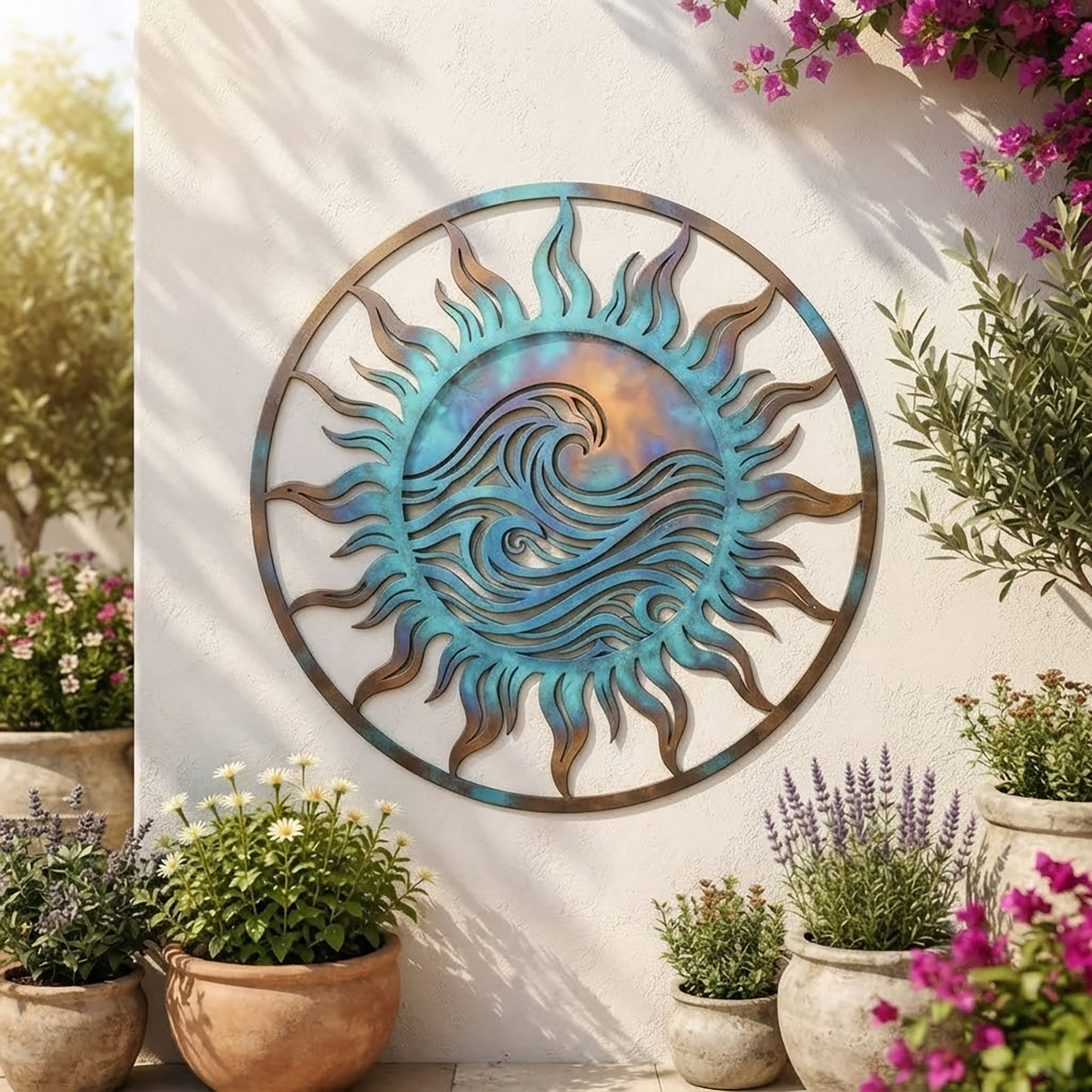 Ocean Wave Sun Metal Wall Art