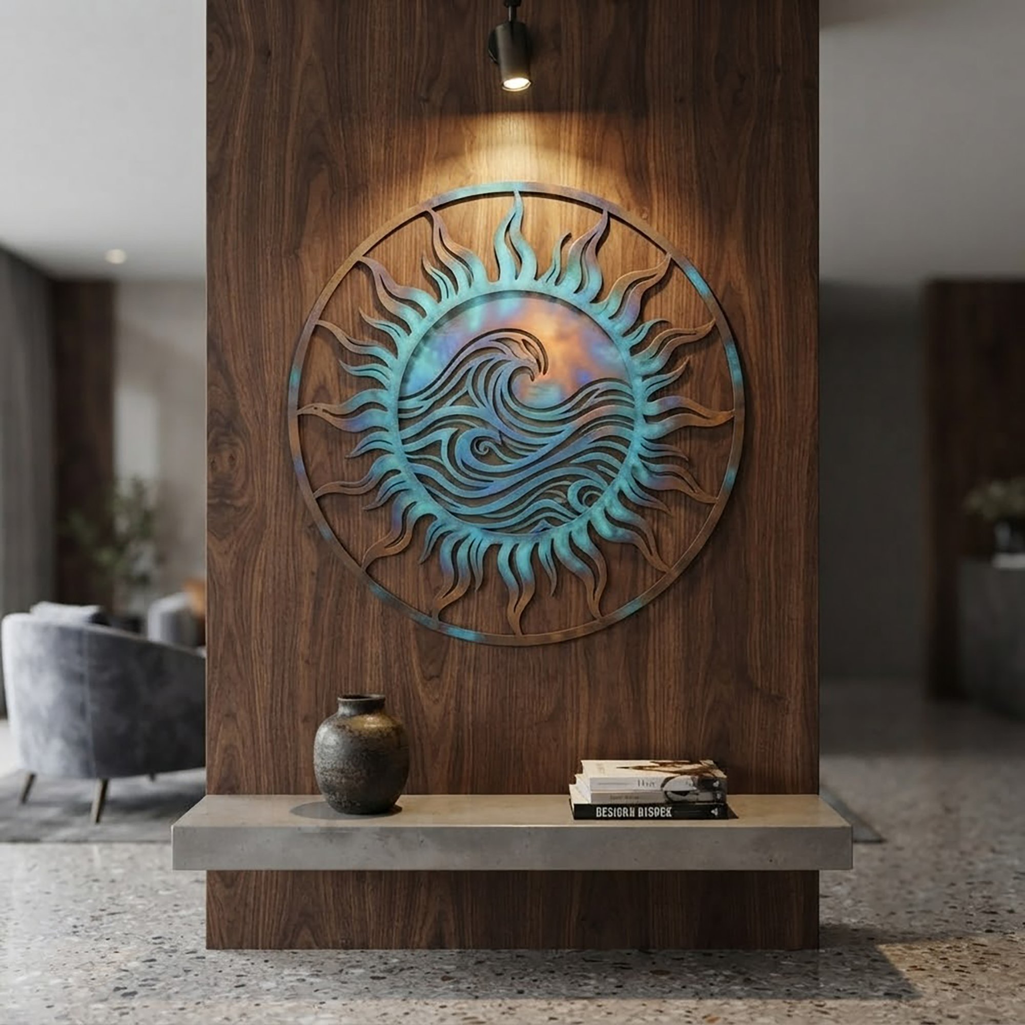 Ocean Wave Sun Metal Wall Art - product view 2