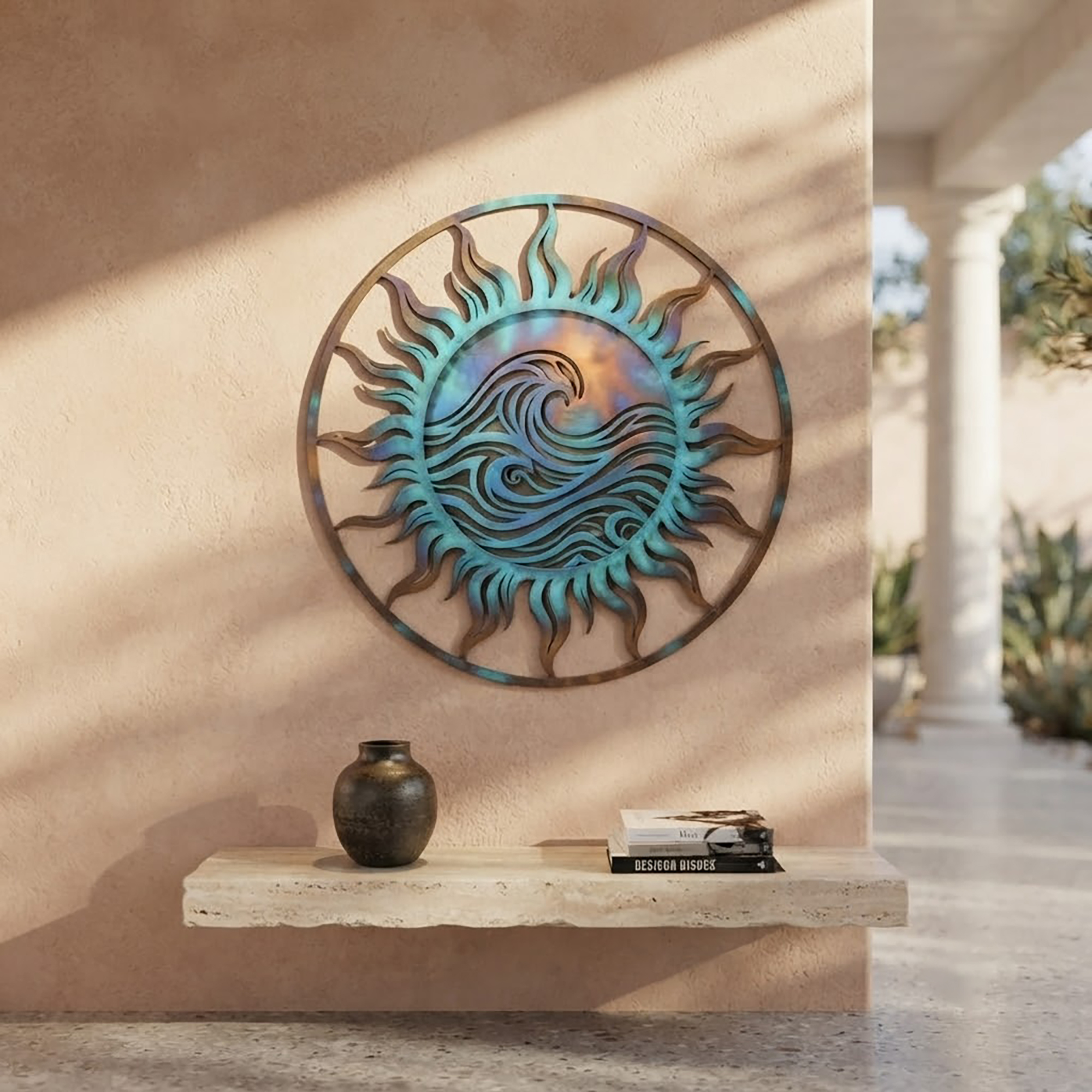 Ocean Wave Sun Metal Wall Art - product view 3