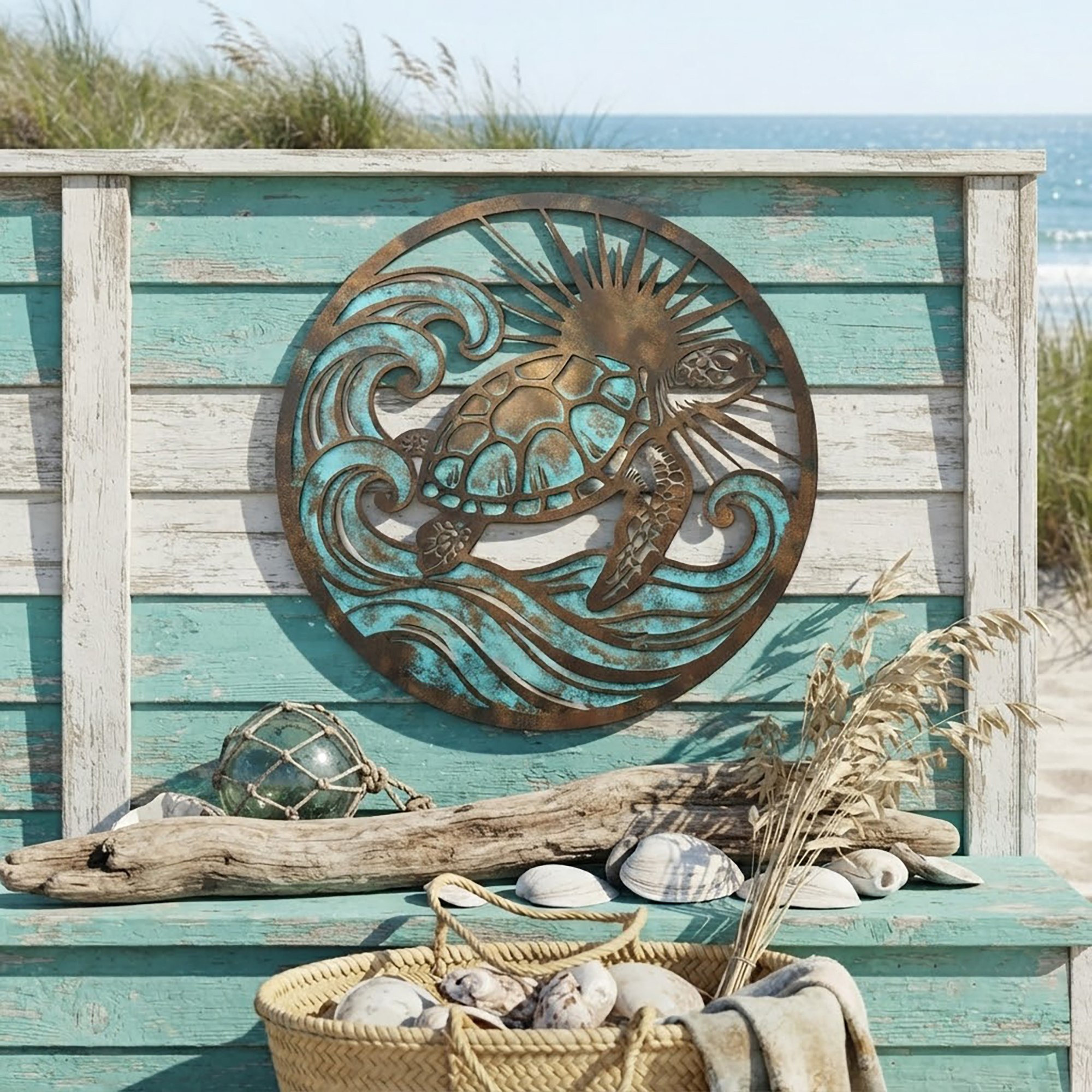 Sea Turtle Metal Wall Art - product view 2