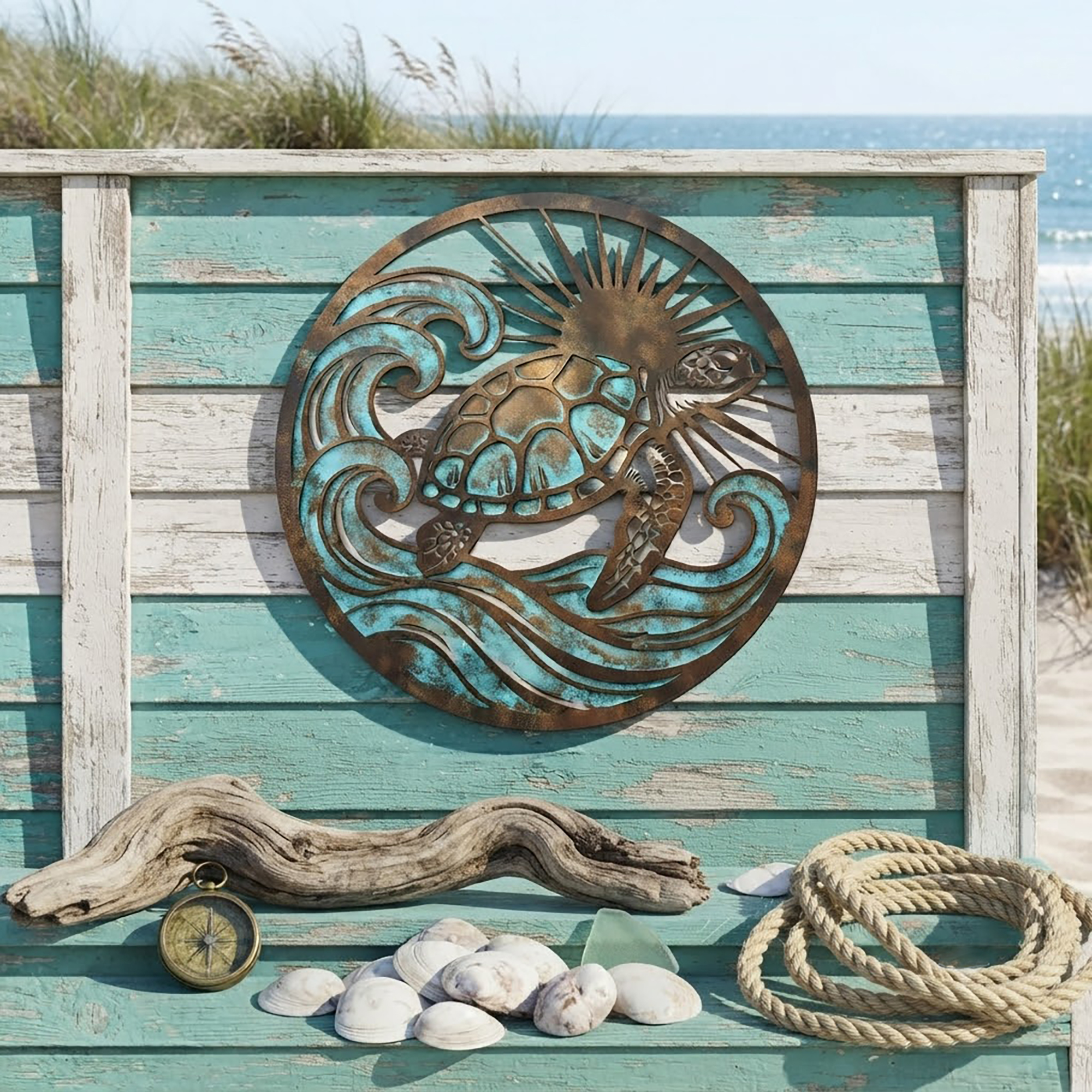 Sea Turtle Metal Wall Art - product view 3