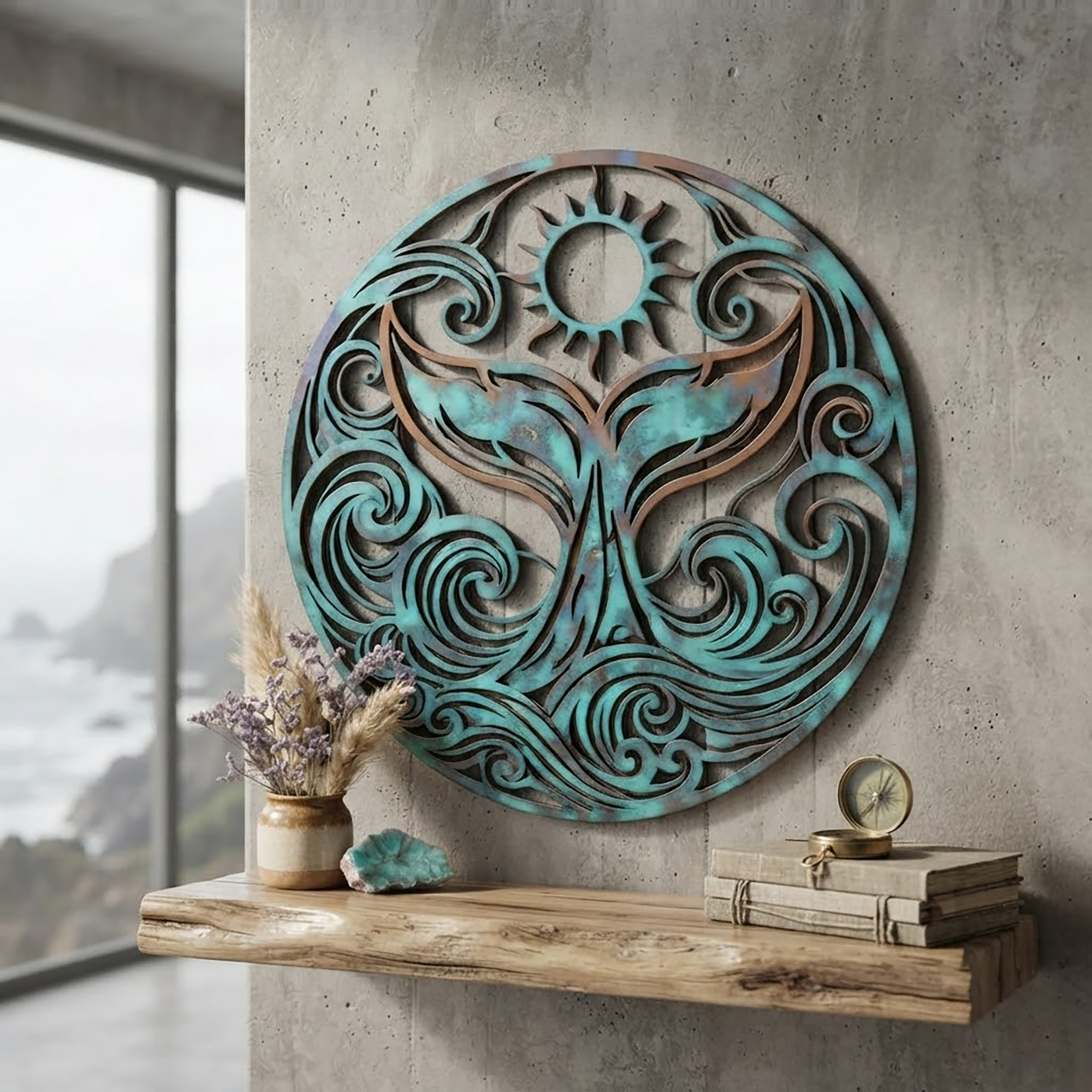 Whale Tail Metal Wall Art - product view 3