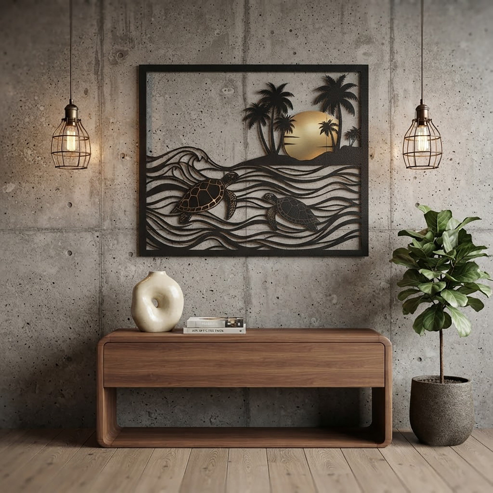 Sea Turtle Metal Wall Art - product view 2