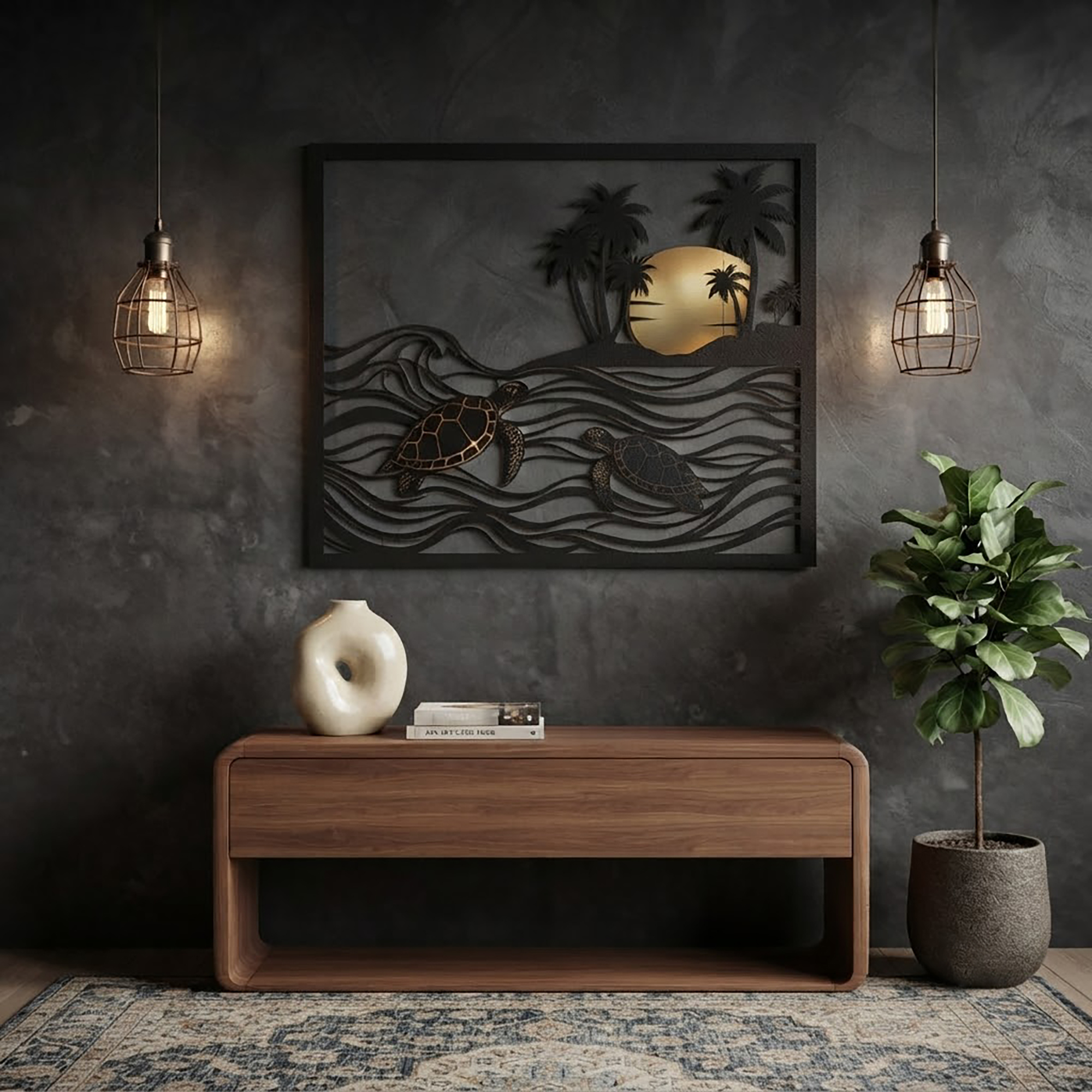 Sea Turtle Metal Wall Art - product view 3
