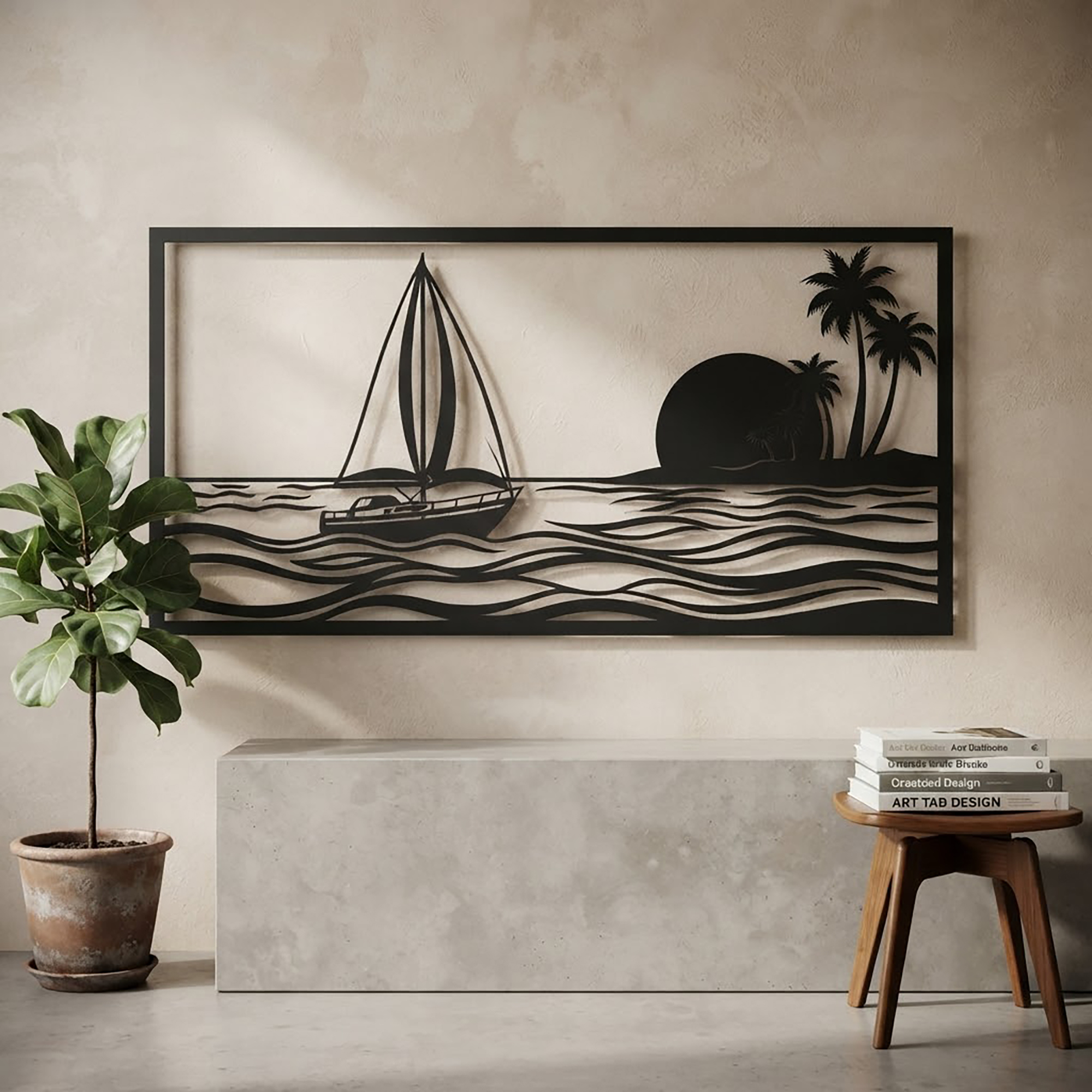 Sailboat Metal Wall Art - product view 2