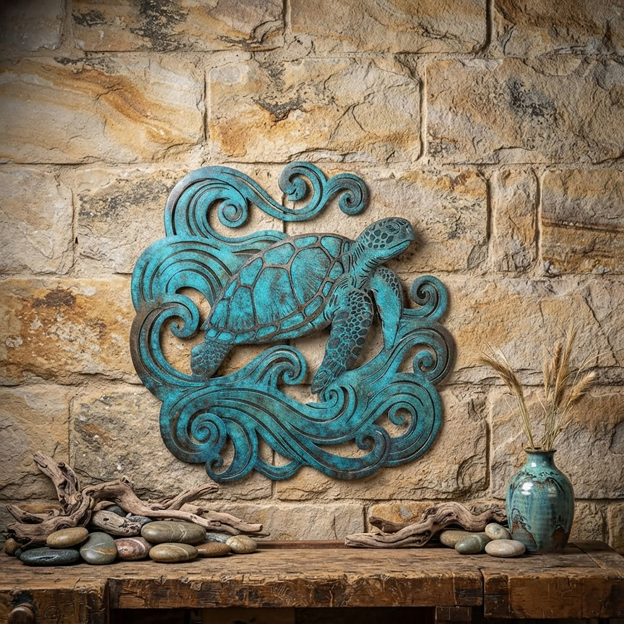 Sea Turtle Metal Wall Art - product view 2