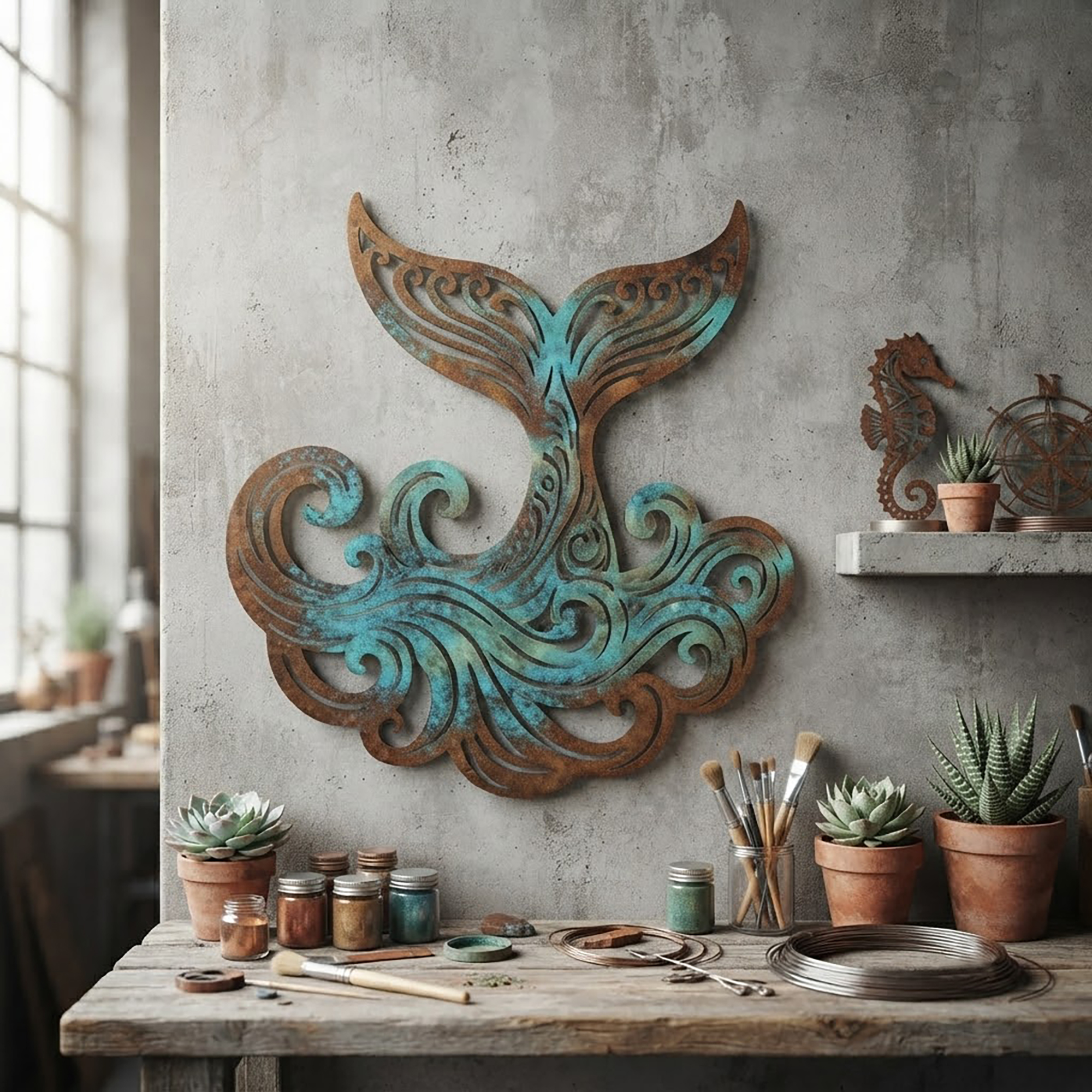 Mermaid Tail Metal Wall Art - product view 2