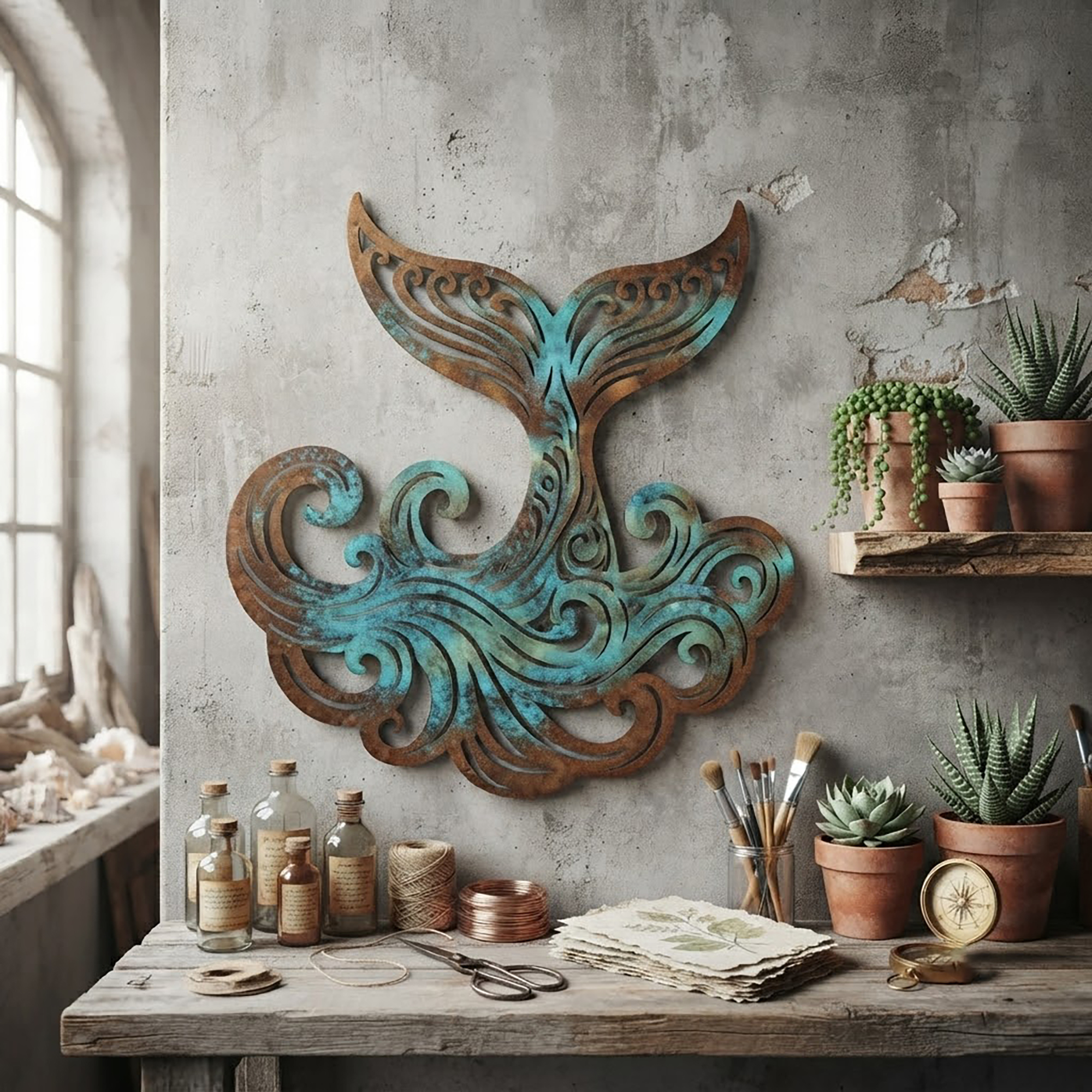 Mermaid Tail Metal Wall Art - product view 3